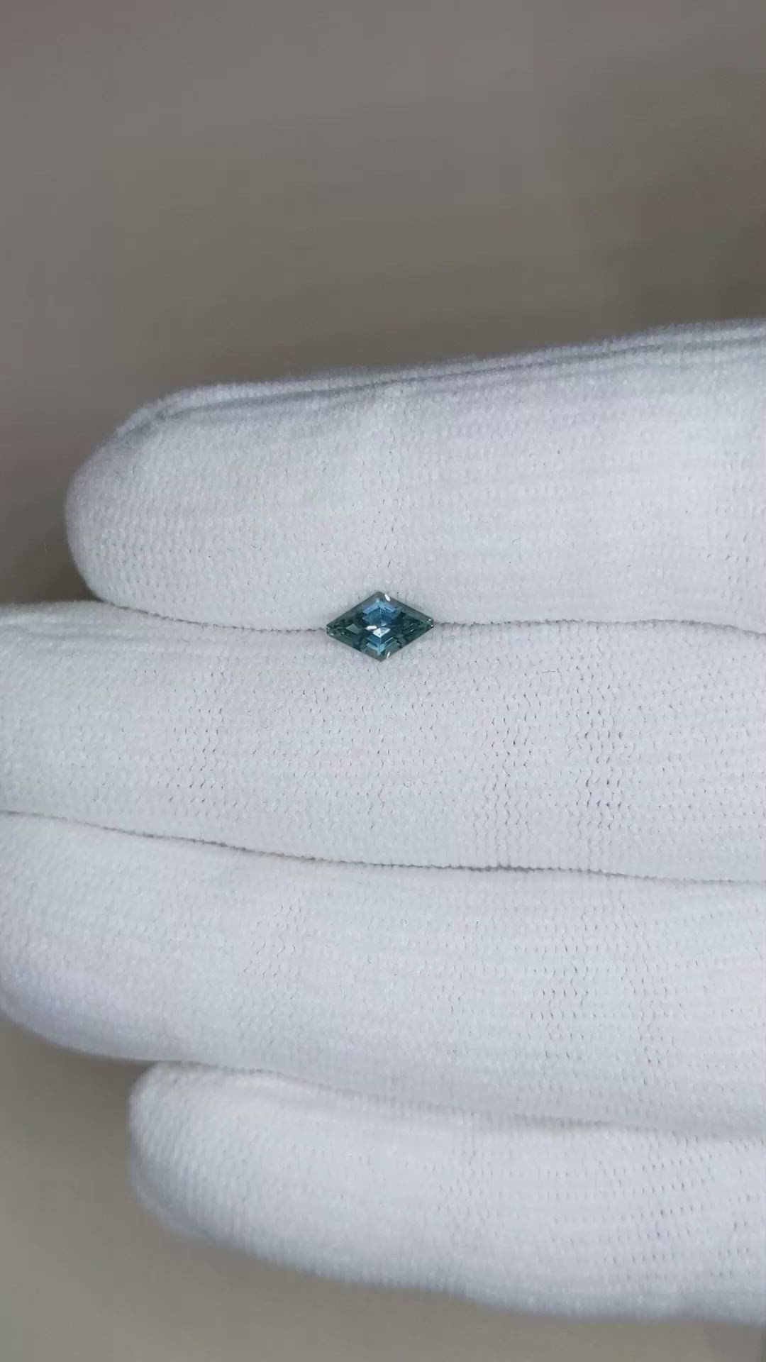0.59 Ct. Bluish Green Sapphire from Montana Size Video