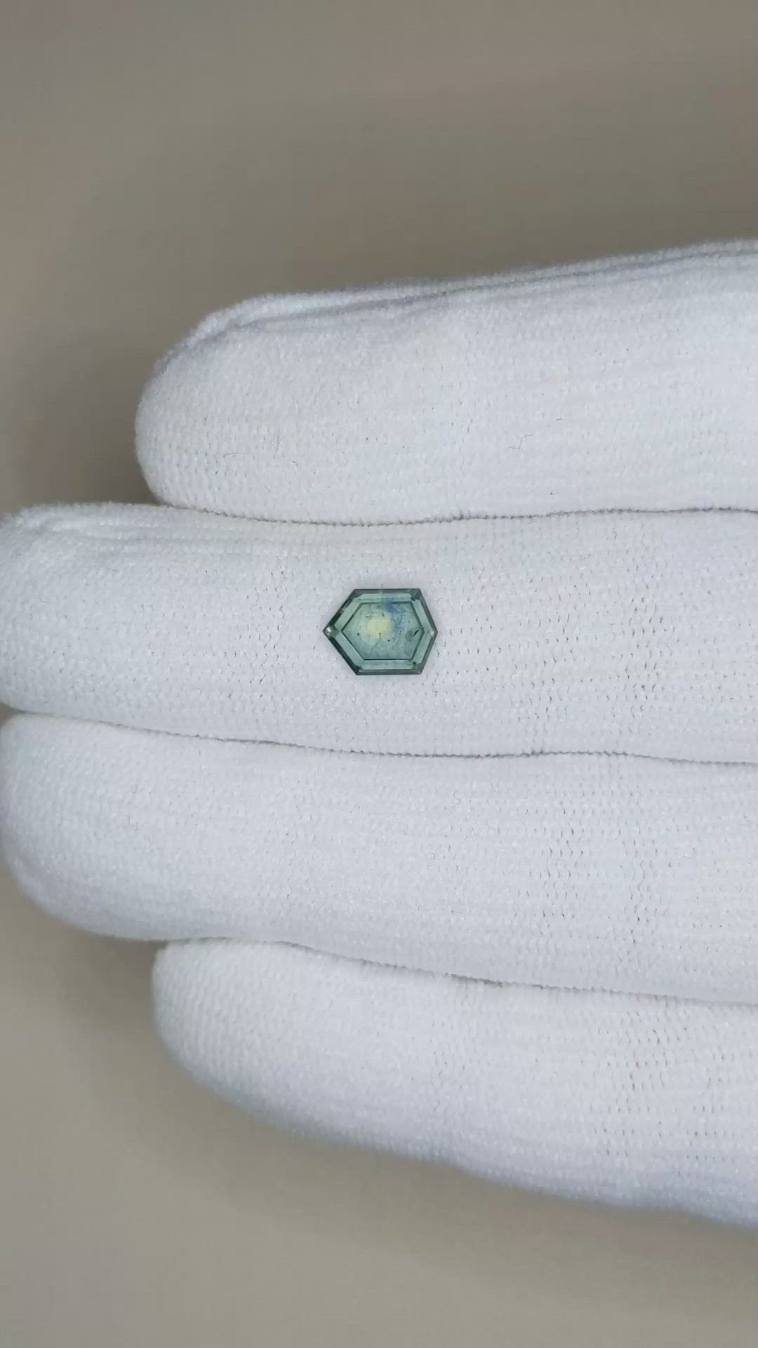 1.19 Ct. Bluish Green Sapphire from Montana Size Video