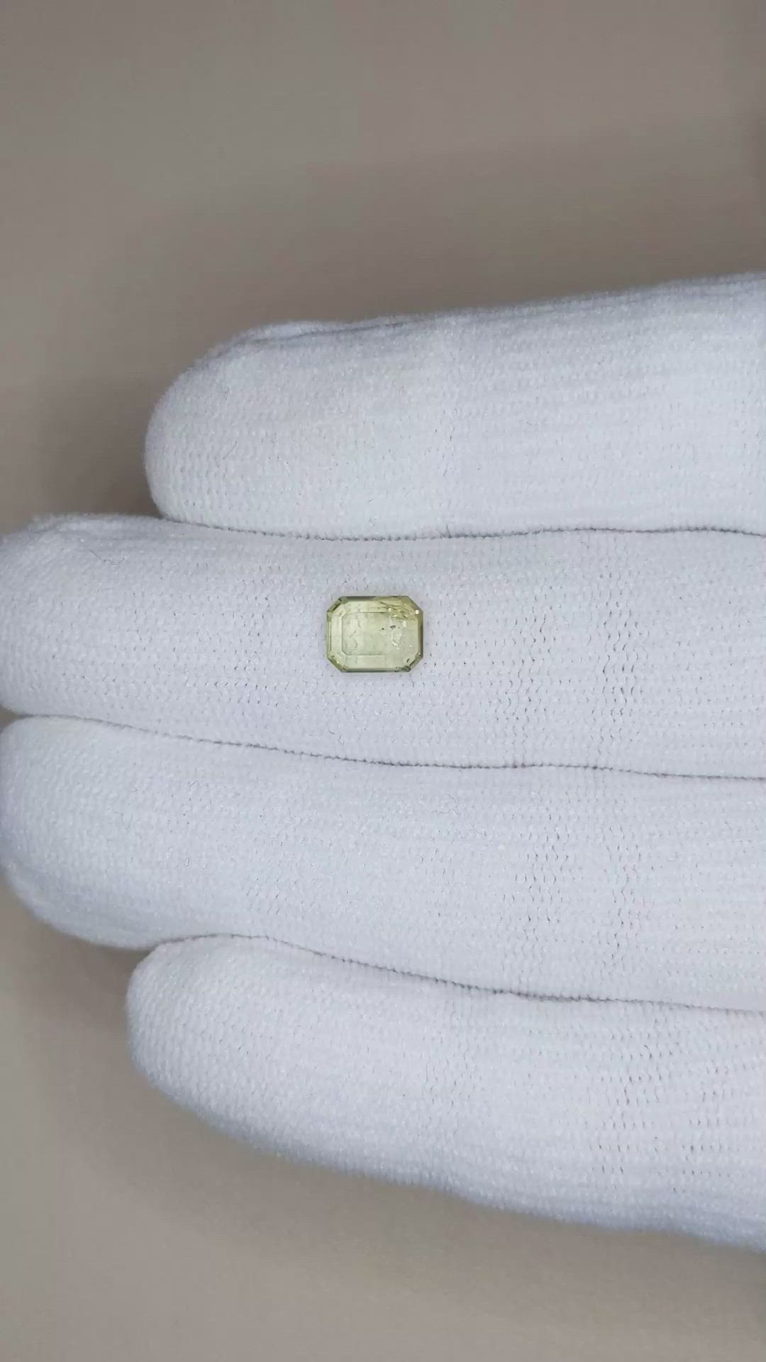 1.30 Ct. Greenish Yellow Sapphire from Montana Size Video