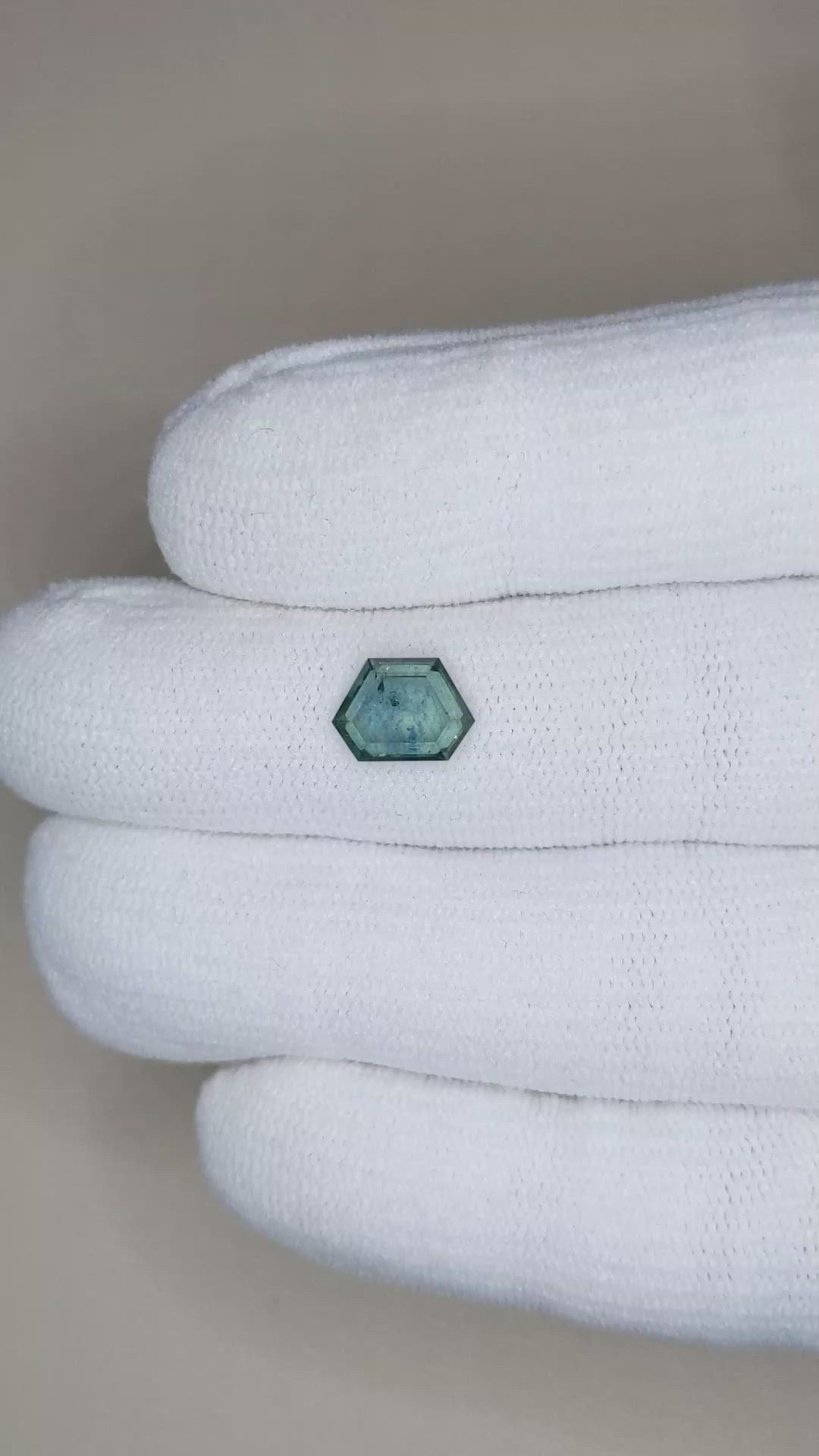 1.74 Ct. Bluish Green Sapphire from Montana Size Video