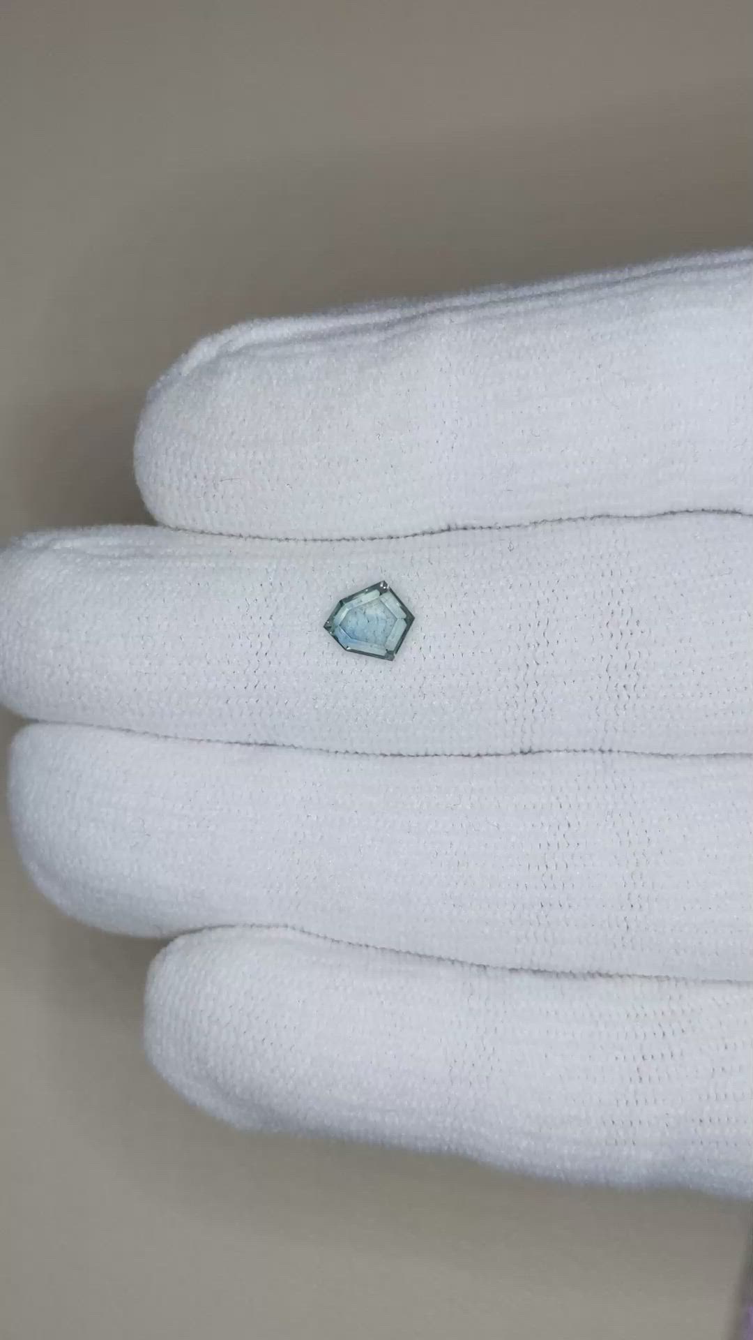 0.74 Ct. Bluish Green Sapphire from Montana Size Video
