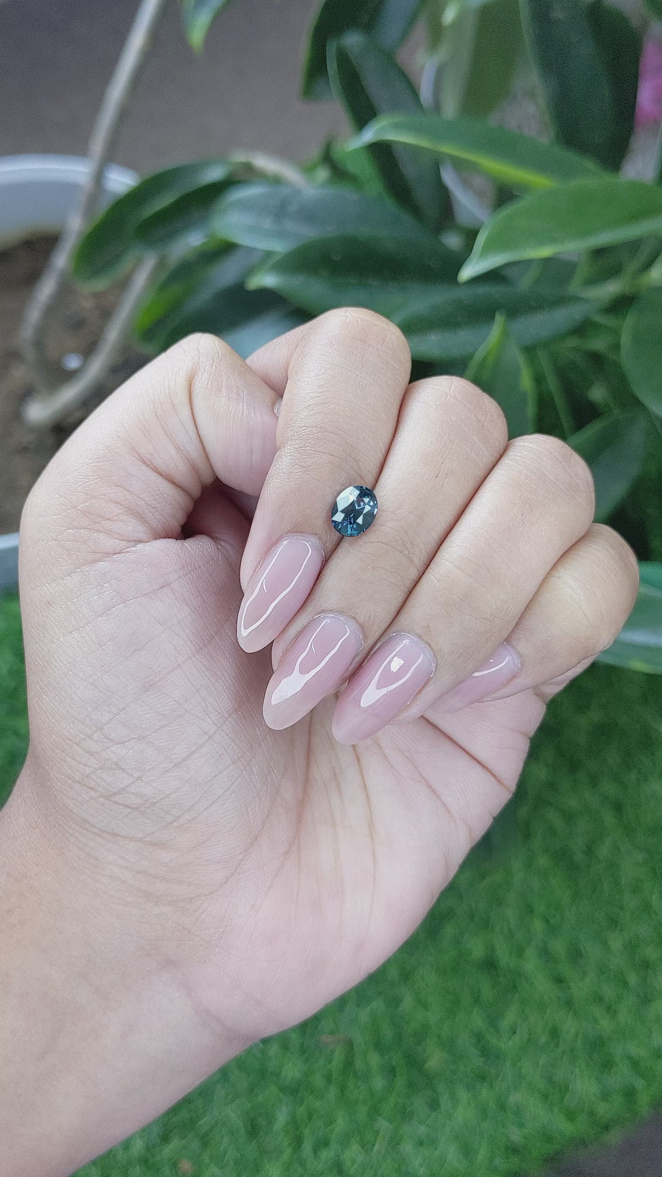 1.19 Ct. Greenish Blue Sapphire from Madagascar Size Video