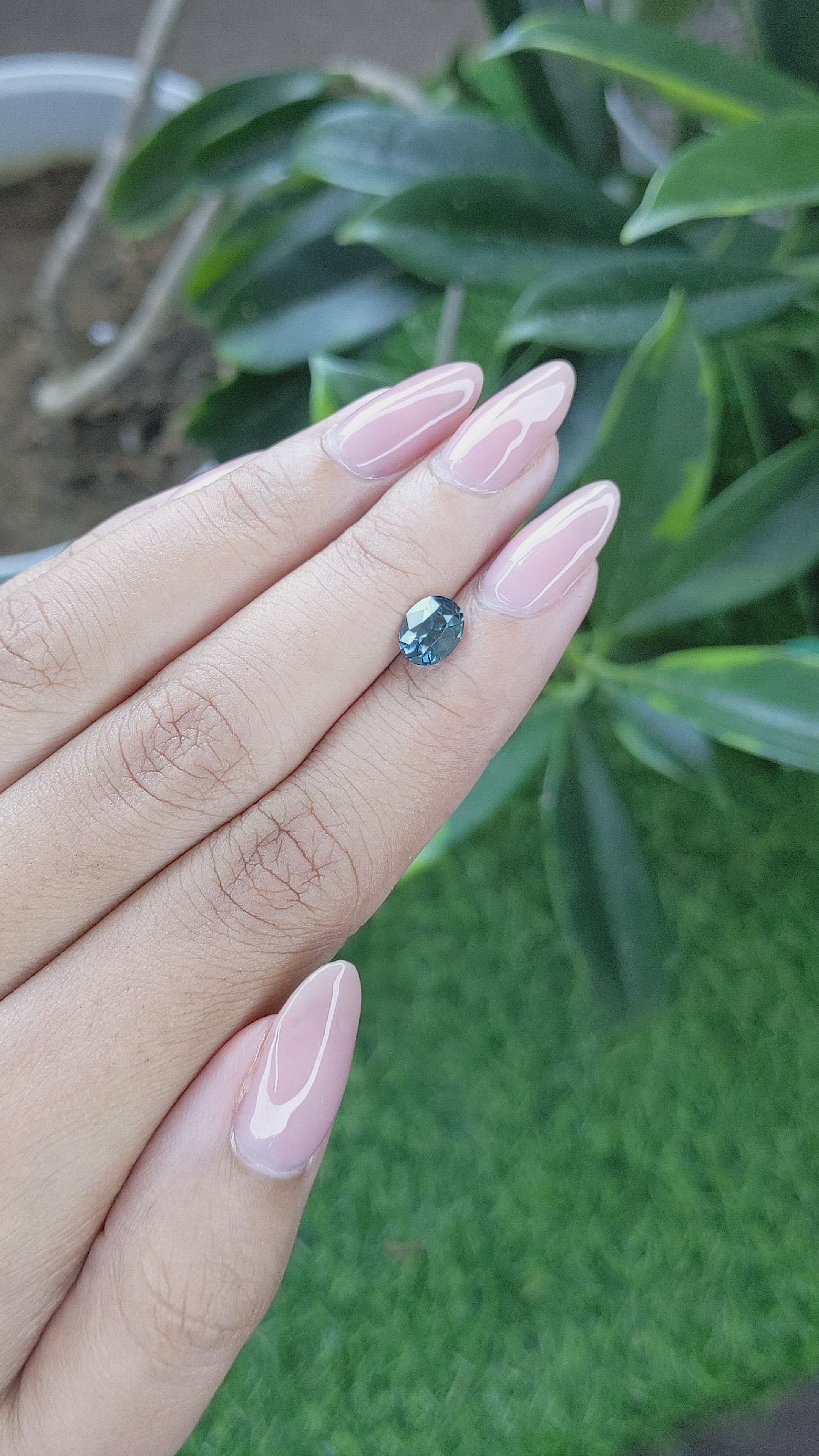 1.19 Ct. Greenish Blue Sapphire from Madagascar Size Video