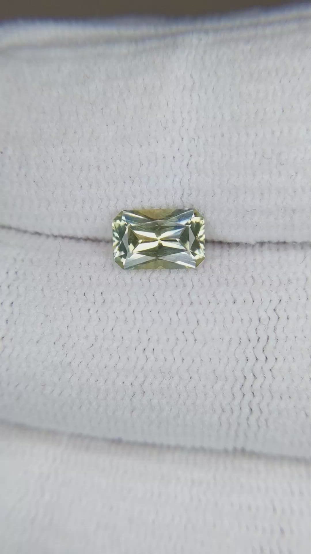 0.98 Ct. Yellowish Green Sapphire from Montana Size Video