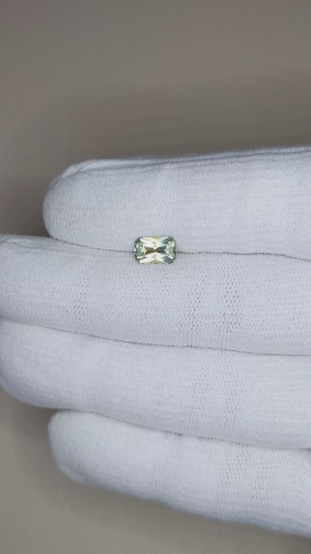 0.98 Ct. Yellowish Green Sapphire from Montana Size Video