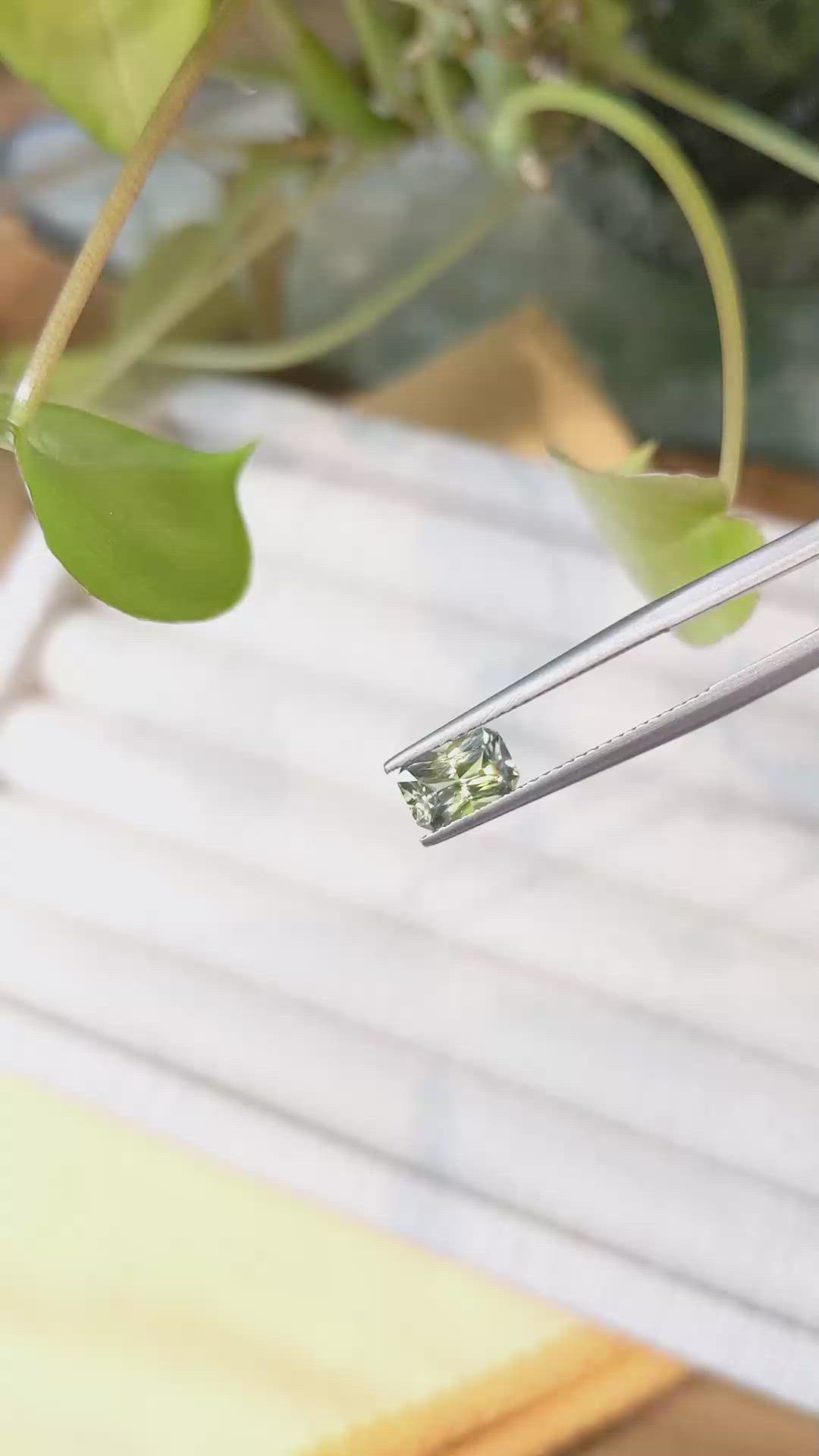 0.98 Ct. Yellowish Green Sapphire from Montana Size Video