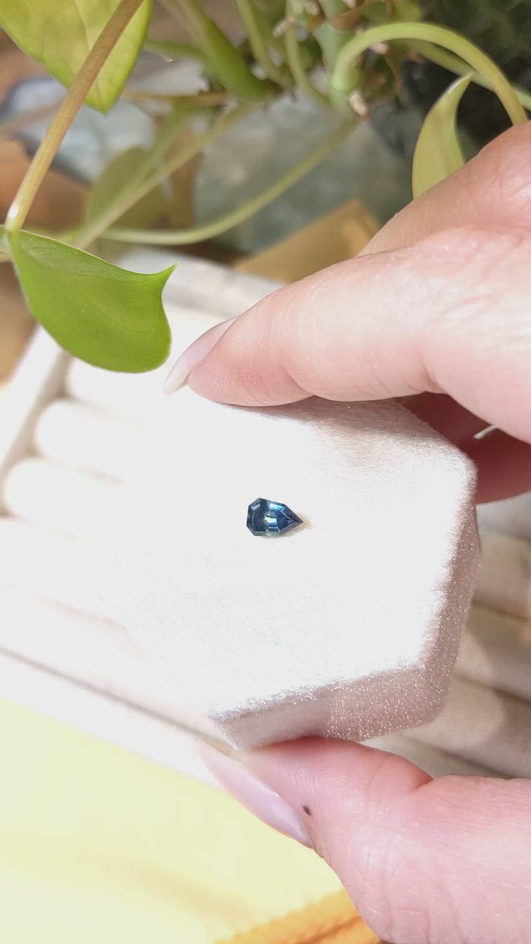0.66 Ct. Bluish Green Sapphire from Montana Size Video