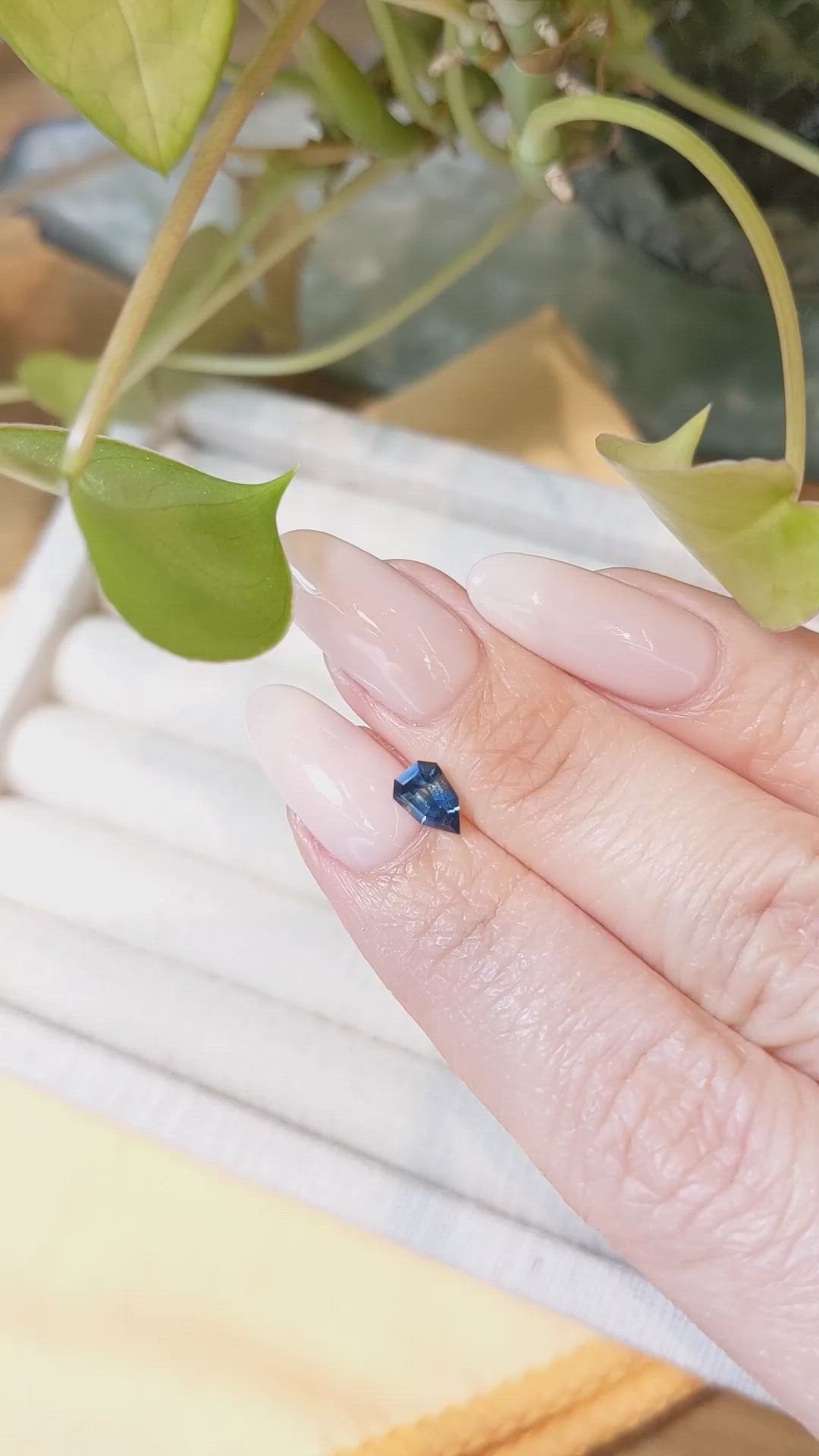 0.66 Ct. Bluish Green Sapphire from Montana Size Video