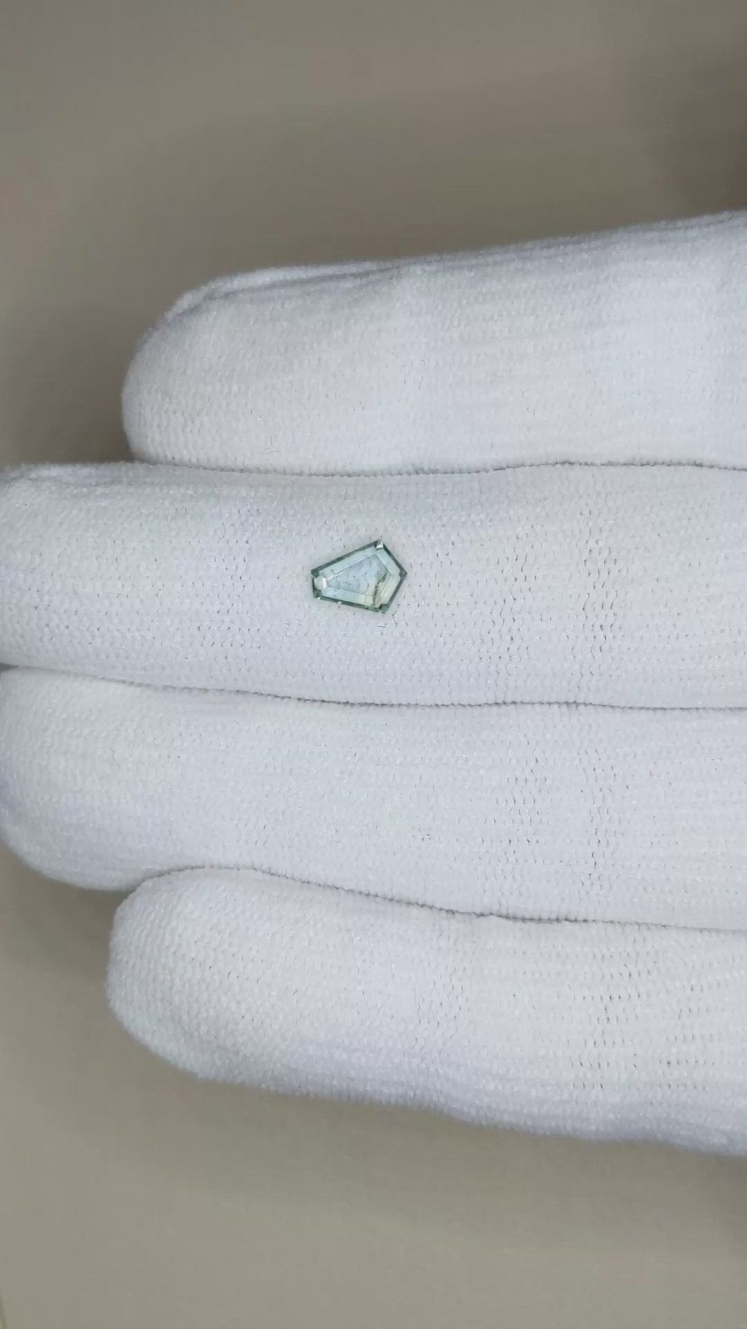 0.68 Ct. Bluish Green Sapphire from Montana Size Video