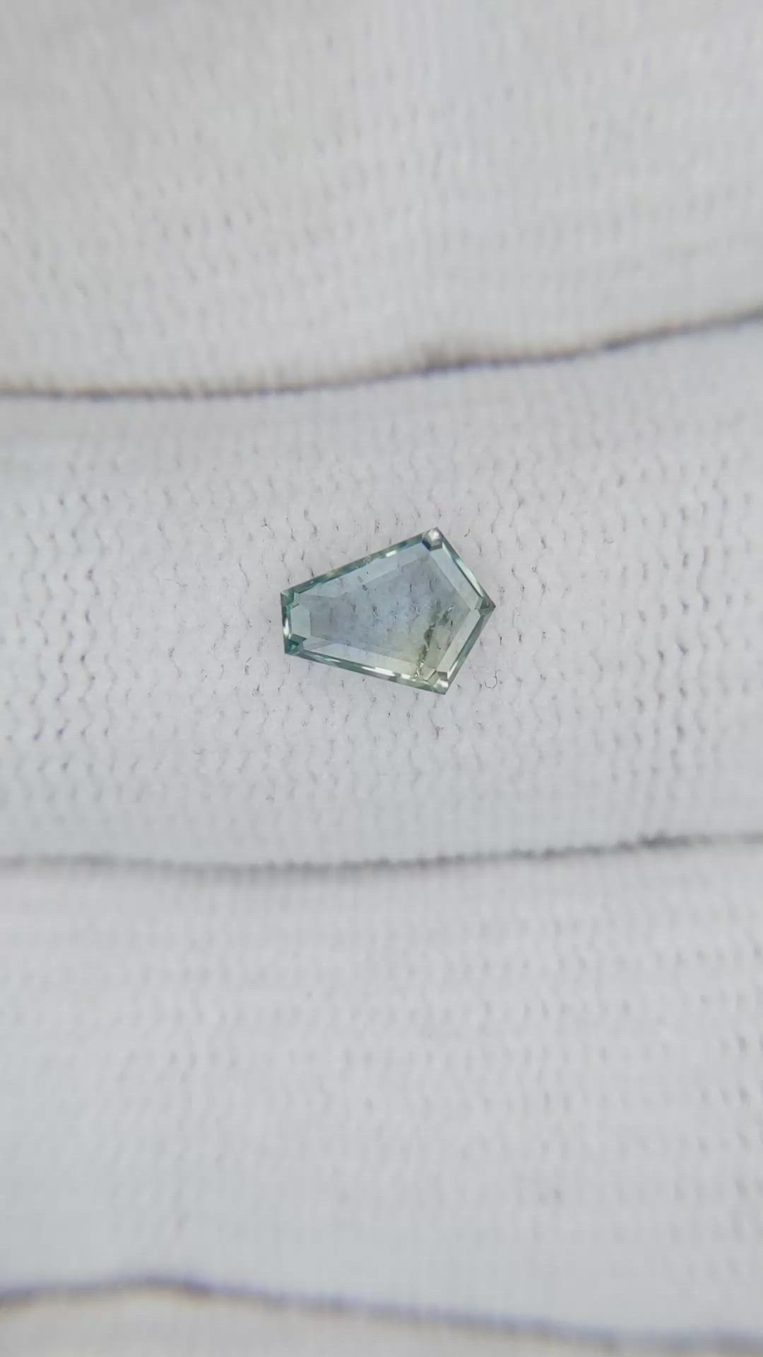 0.68 Ct. Bluish Green Sapphire from Montana Size Video