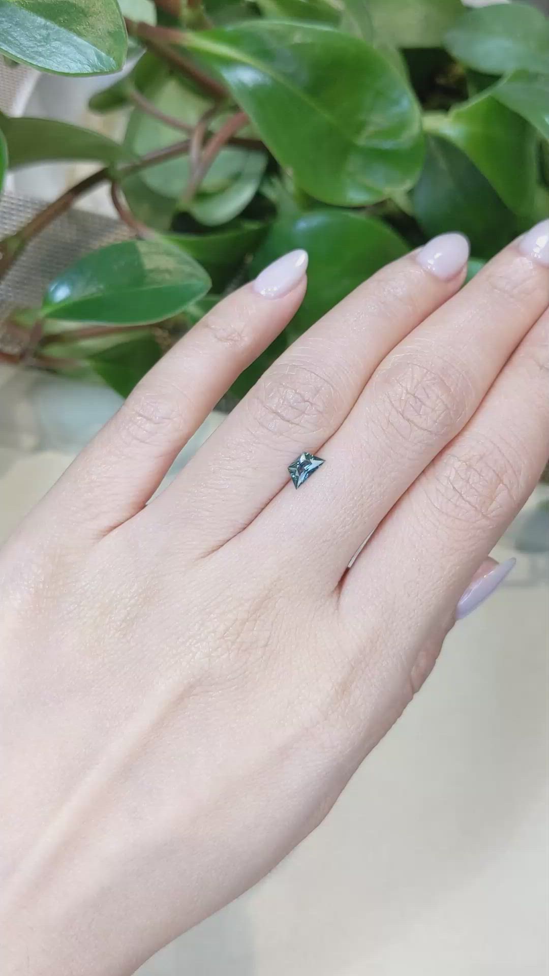 0.43 Ct. Bluish Green Sapphire from Montana Size Video