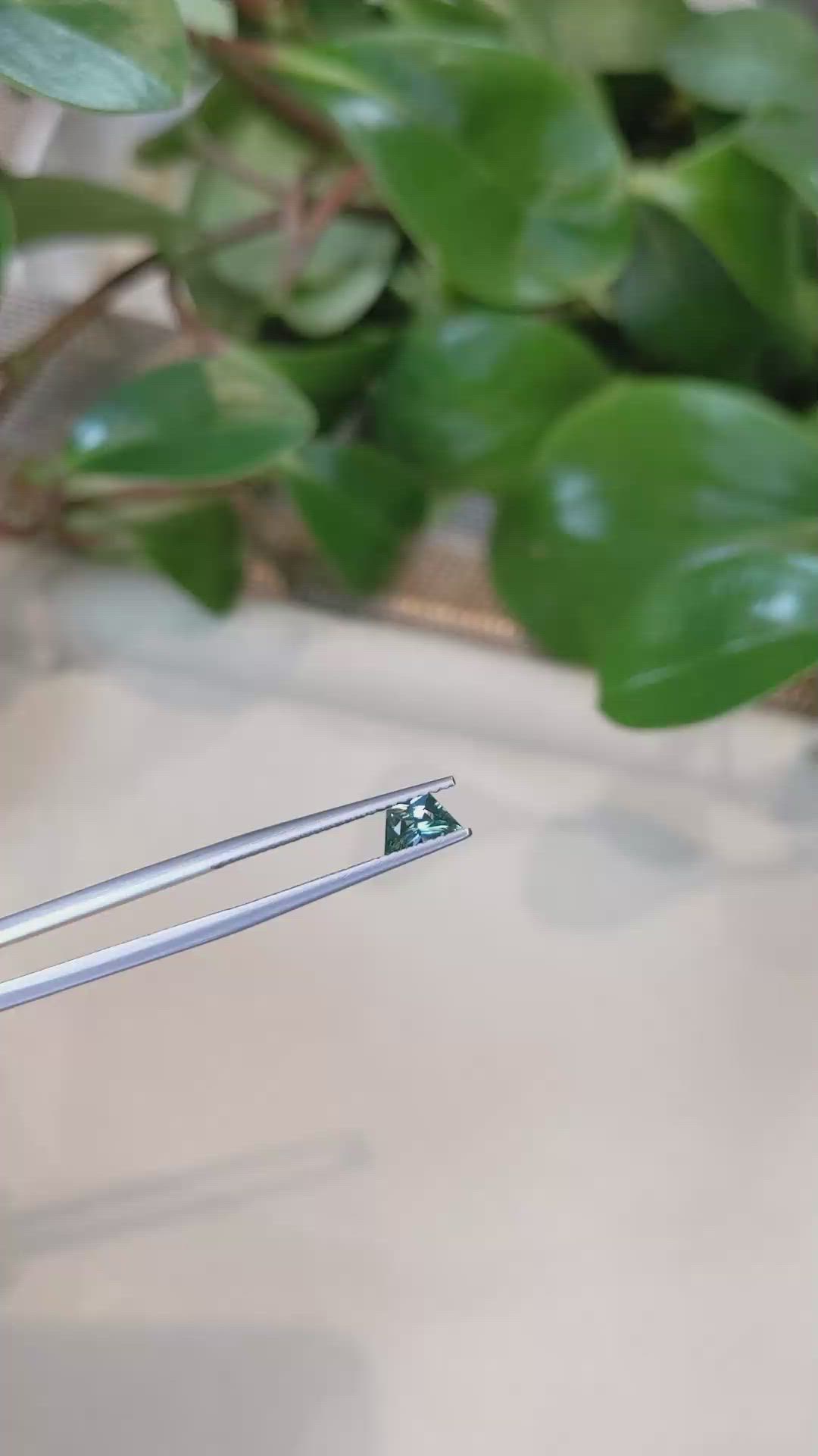 0.43 Ct. Bluish Green Sapphire from Montana Size Video