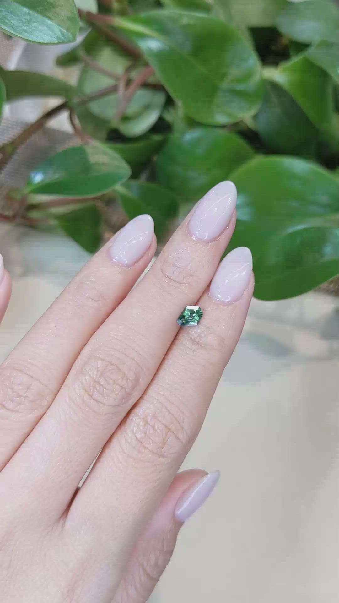 0.68 Ct. Bluish Green Sapphire from Montana Size Video