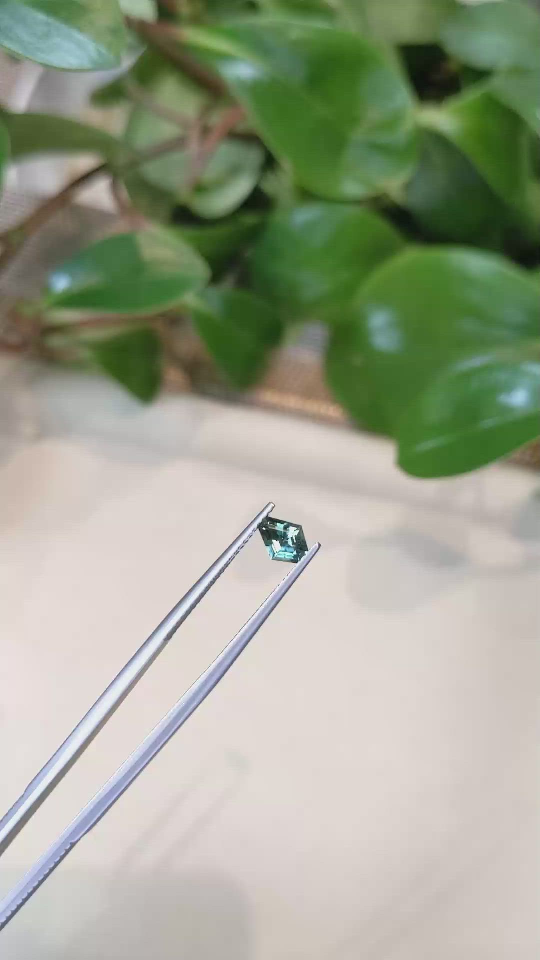 0.68 Ct. Bluish Green Sapphire from Montana Size Video