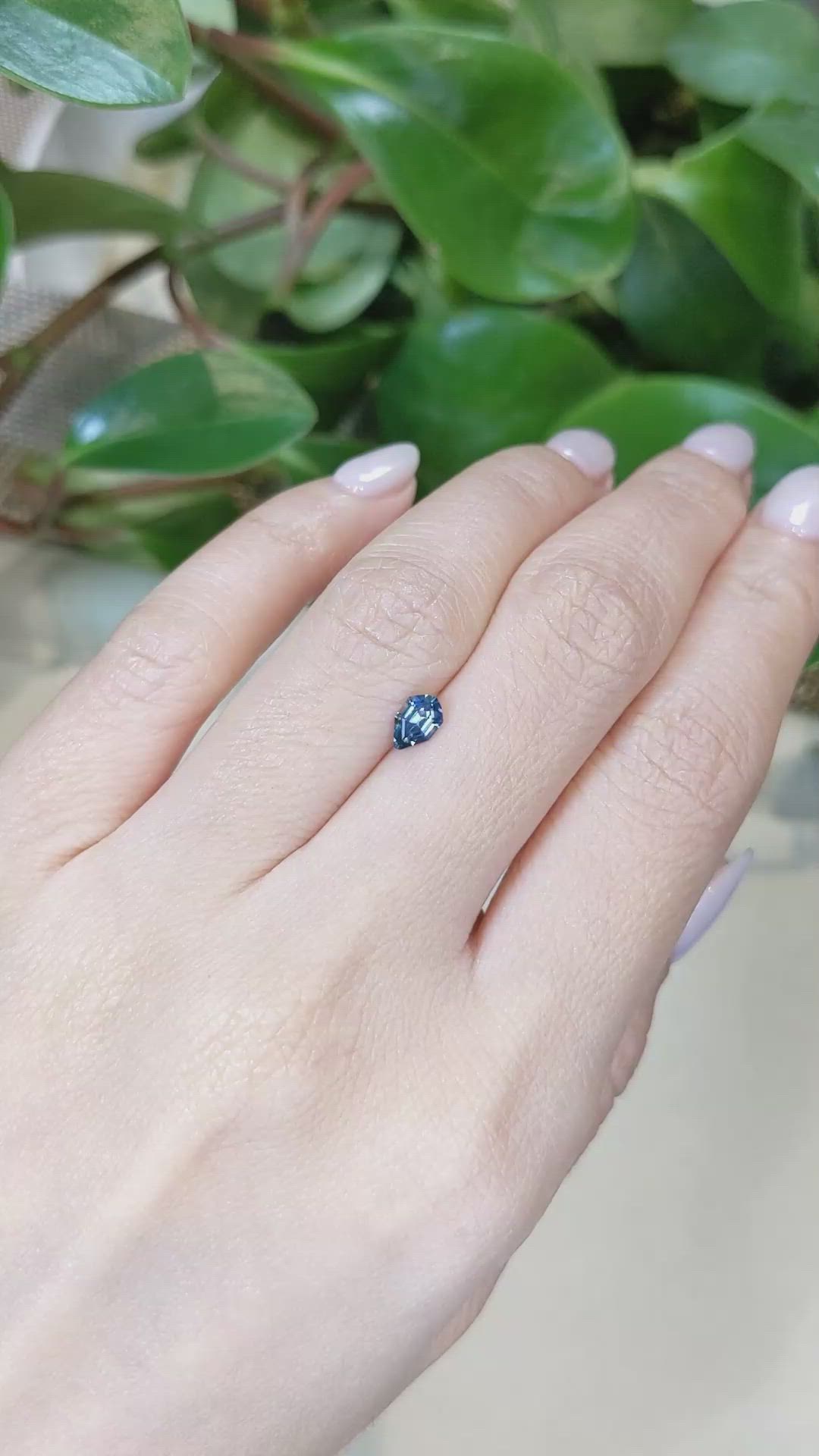 0.47 Ct. Bluish Green Sapphire from Montana Size Video