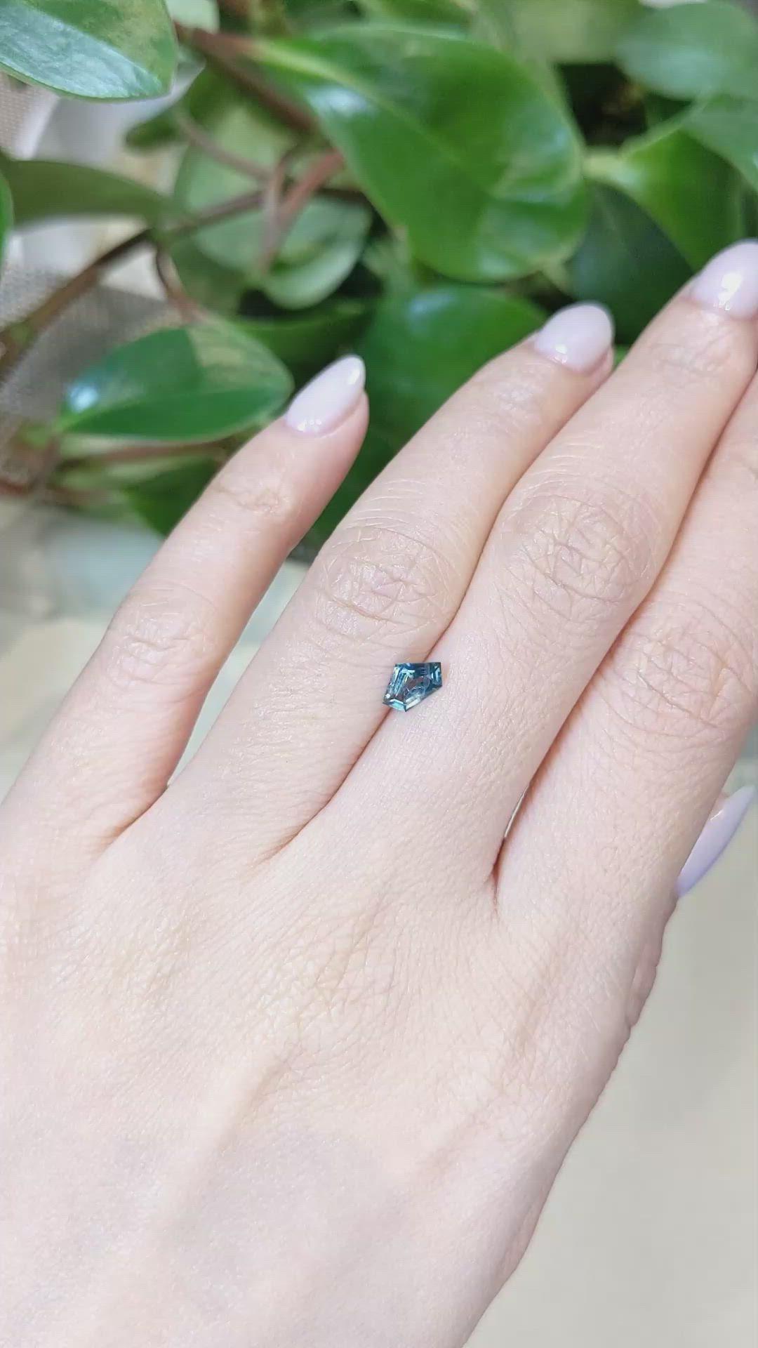 0.51 Ct. Bluish Green Sapphire from Montana Size Video