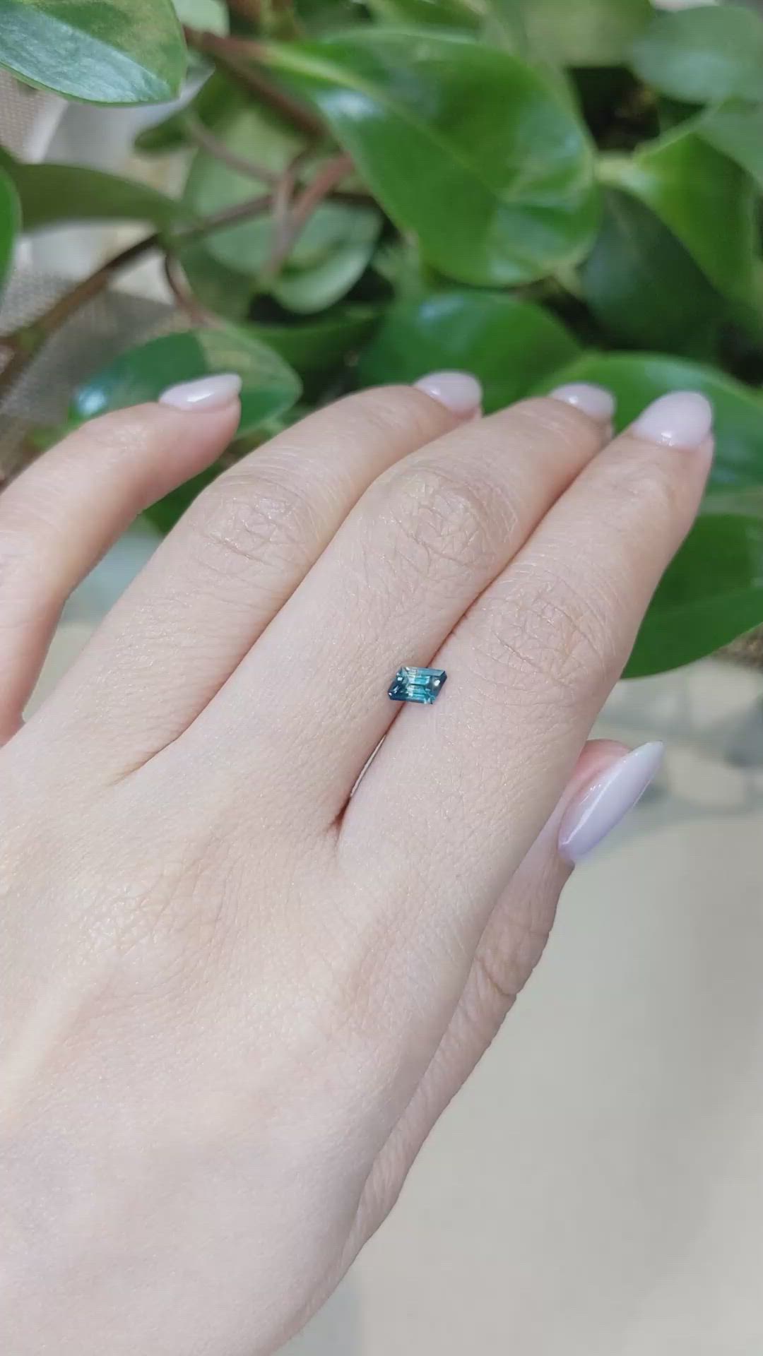 0.52 Ct. Greenish Blue Sapphire from Montana Size Video