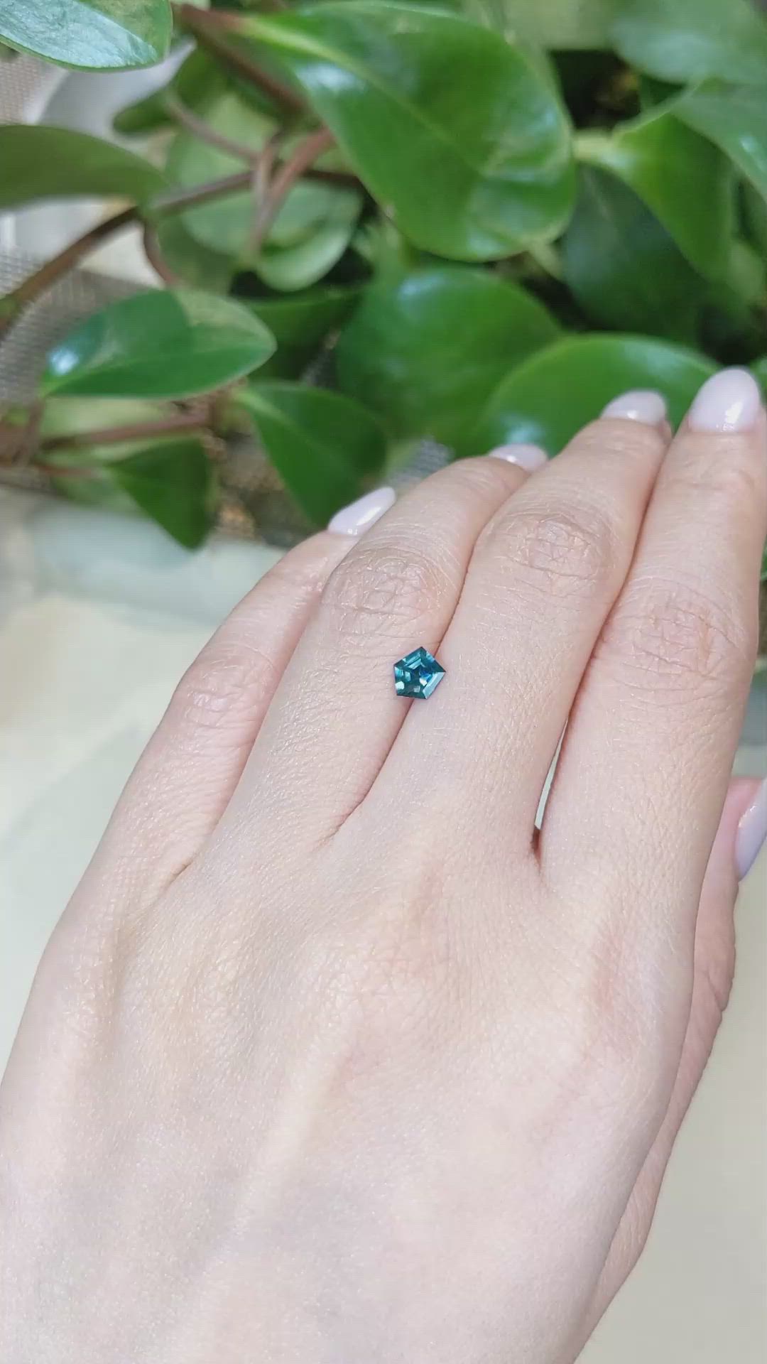 0.55 Ct. Bluish Green Sapphire from Montana Size Video