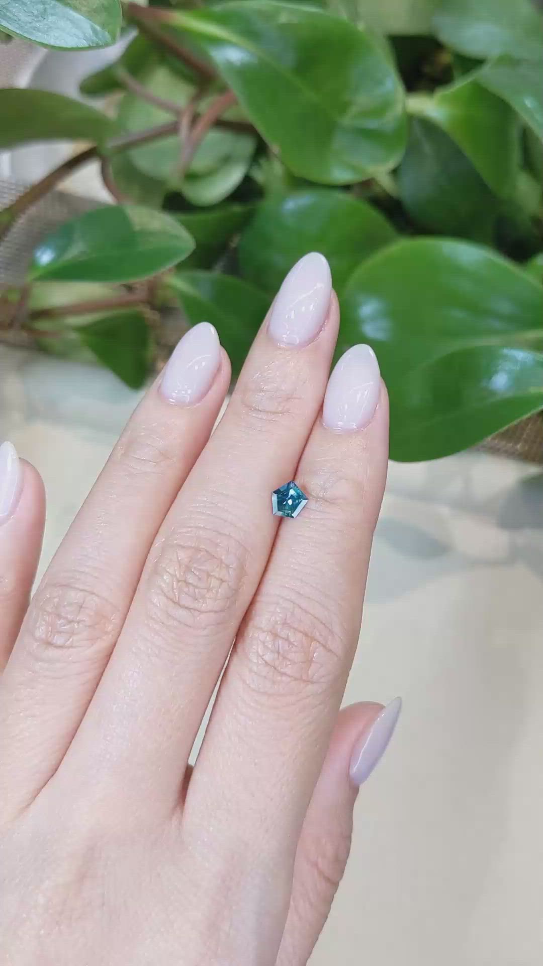 0.55 Ct. Bluish Green Sapphire from Montana Size Video