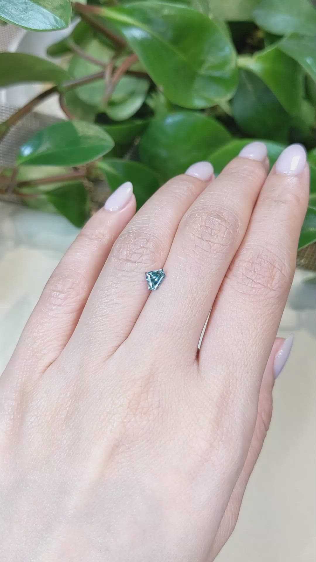 0.59 Ct. Bluish Green Sapphire from Montana Size Video