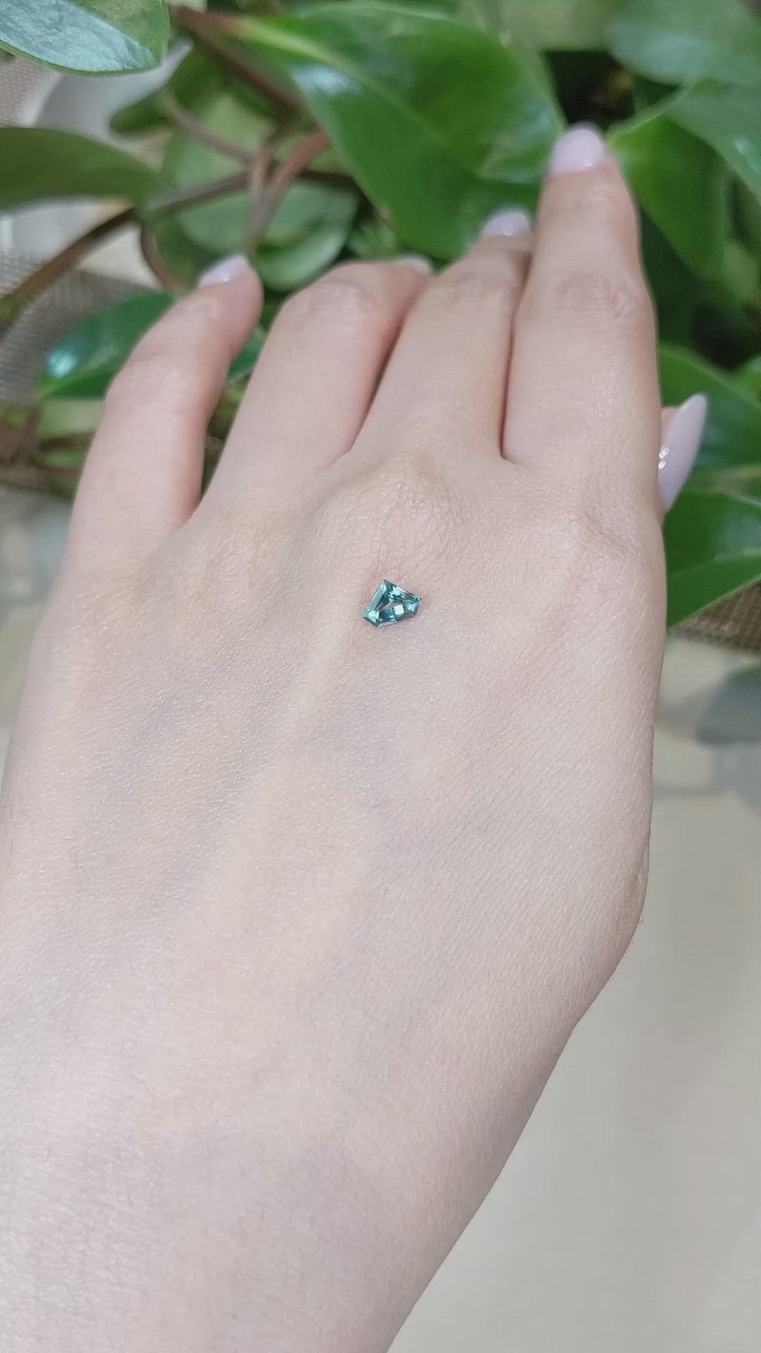 0.59 Ct. Bluish Green Sapphire from Montana Size Video