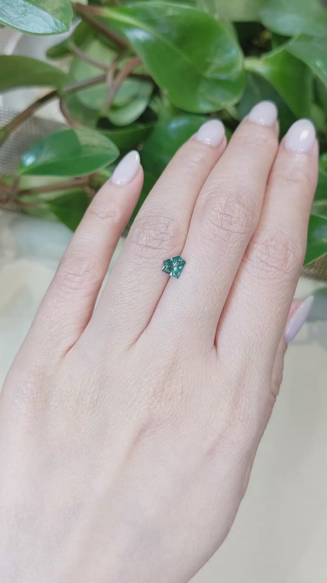 0.66 Ct. Bluish Green Sapphire from Montana Size Video