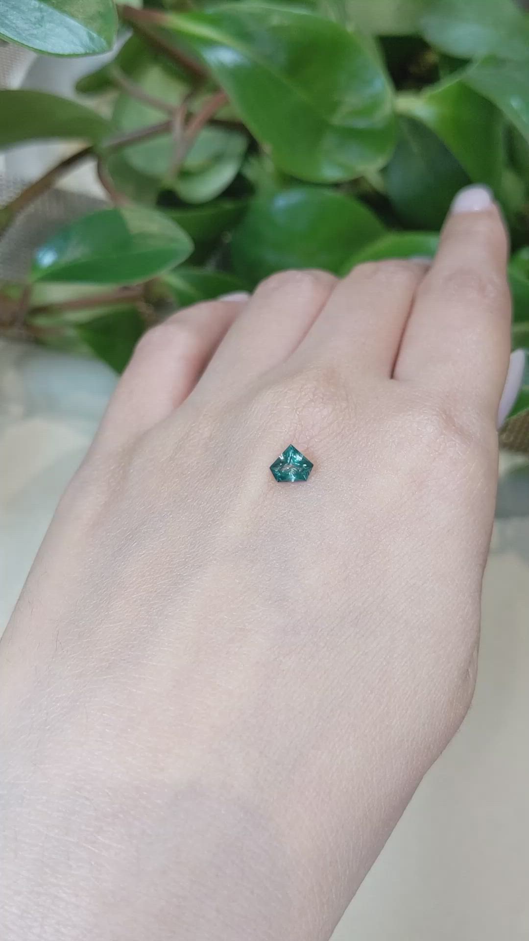 0.66 Ct. Bluish Green Sapphire from Montana Size Video