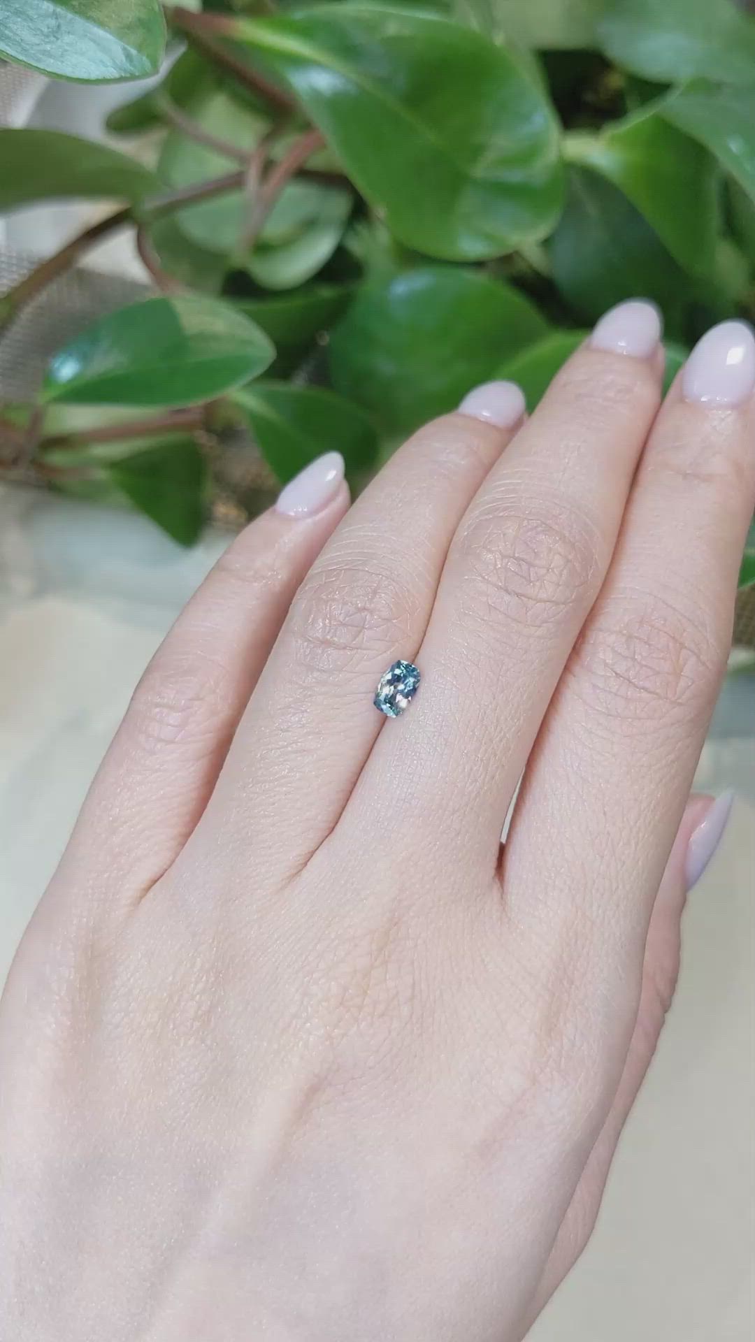 0.53 Ct. Greenish Blue Sapphire from Montana Size Video