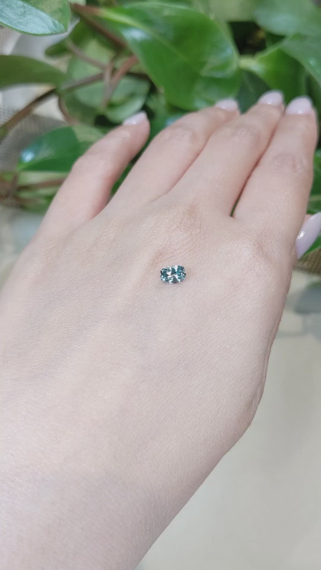 0.56 Ct. Bluish Green Sapphire from Montana Size Video