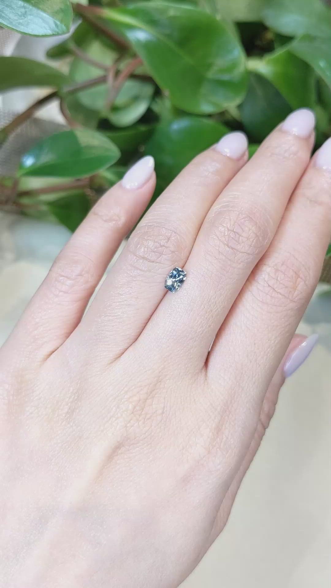 0.56 Ct. Bluish Green Sapphire from Montana Size Video