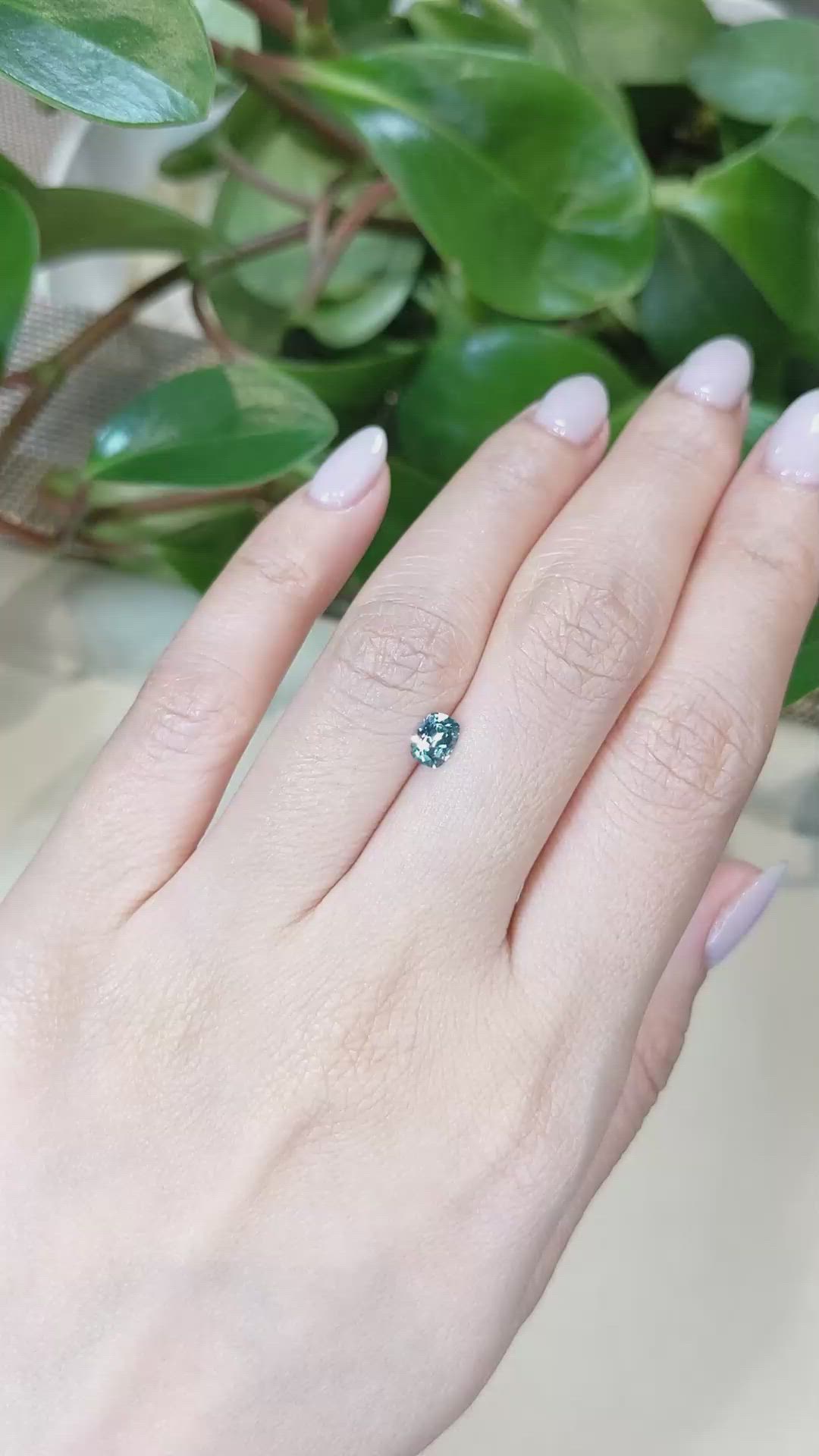 0.59 Ct. Bluish Green Sapphire from Ceylon (Sri Lanka) Size Video