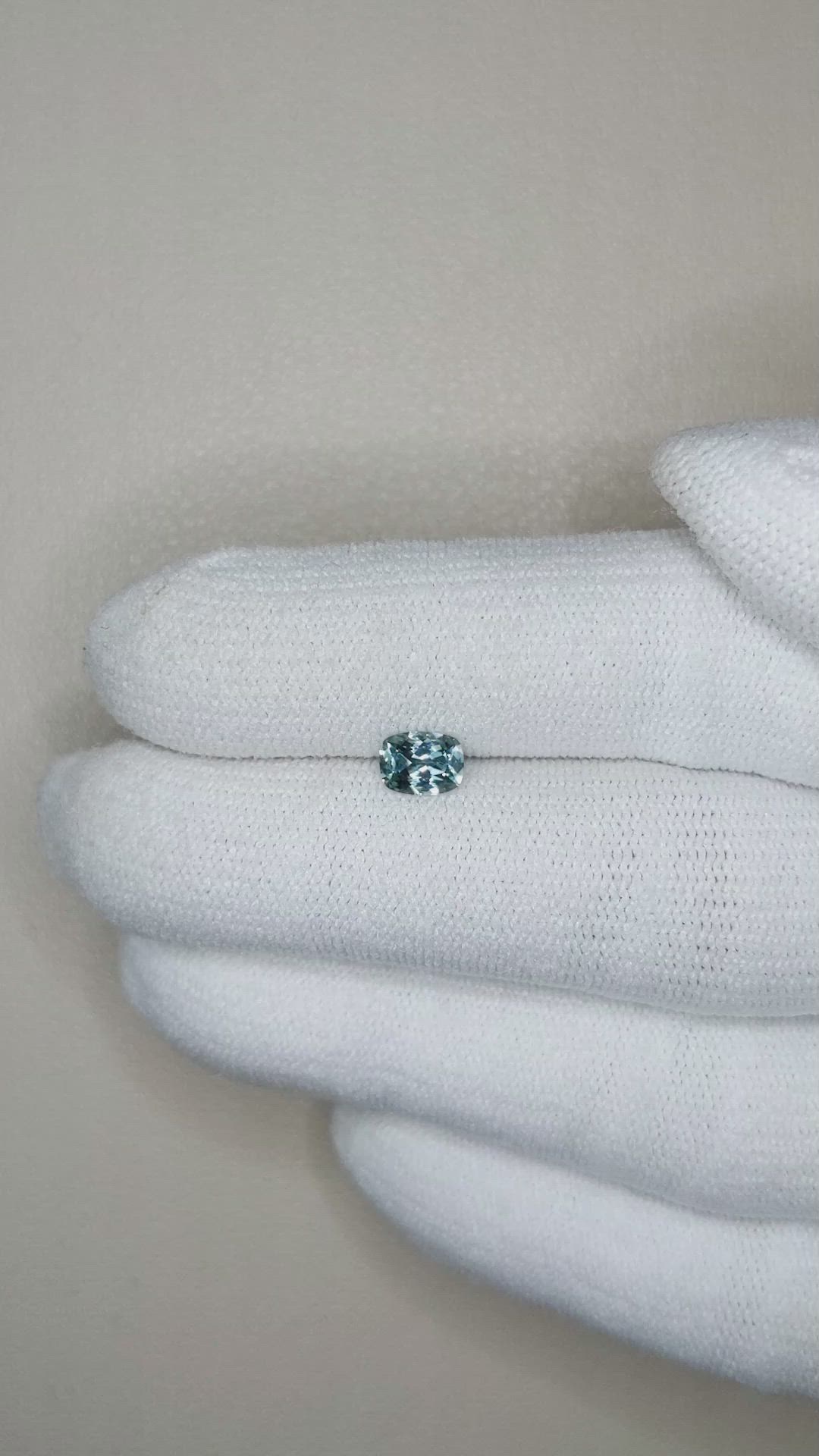 0.59 Ct. Greenish Blue Sapphire from Ceylon (Sri Lanka) Size Video