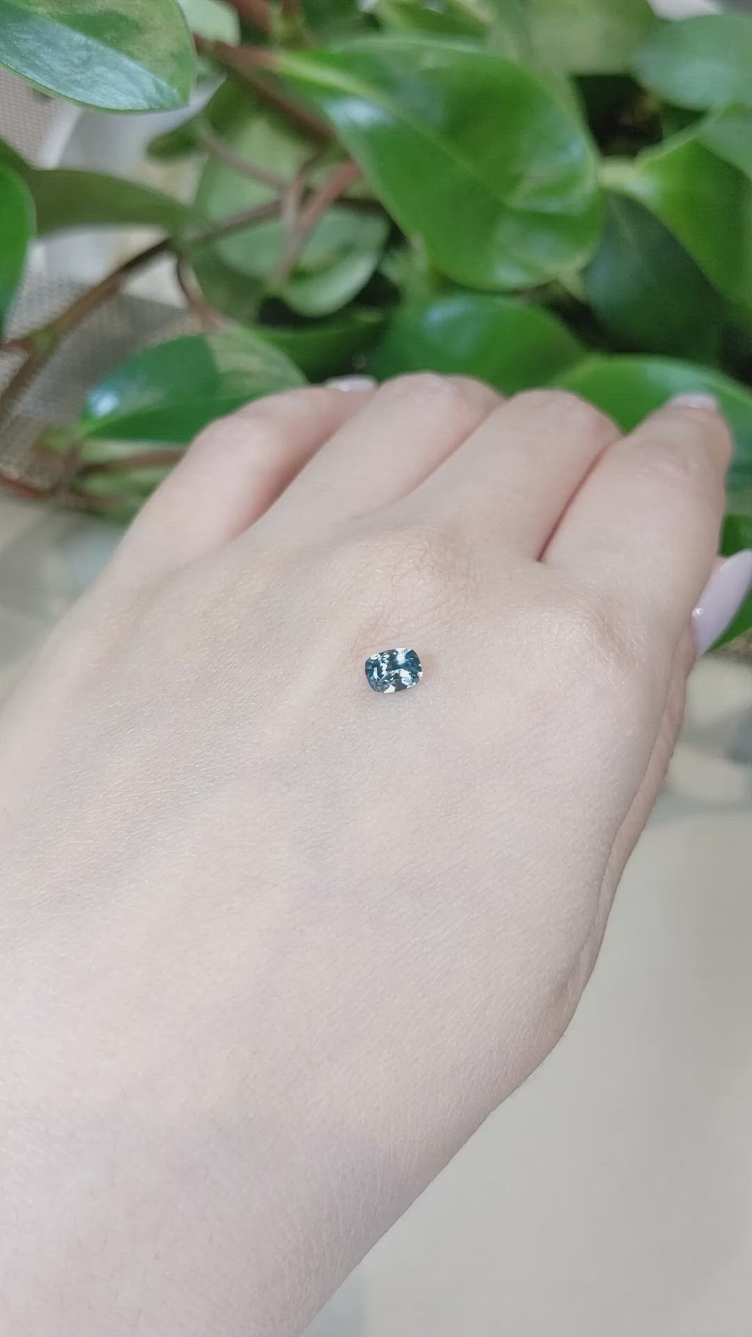 0.59 Ct. Greenish Blue Sapphire from Ceylon (Sri Lanka) Size Video