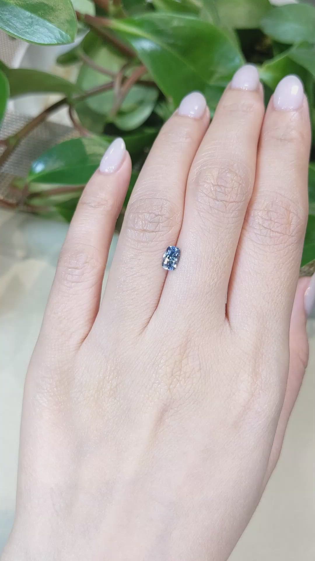 0.66 Ct. Greyish Blue Sapphire from Montana Size Video