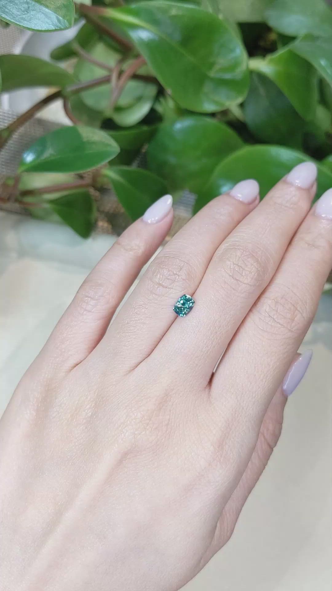 0.68 Ct. Bluish Green Sapphire from Ceylon (Sri Lanka) Size Video