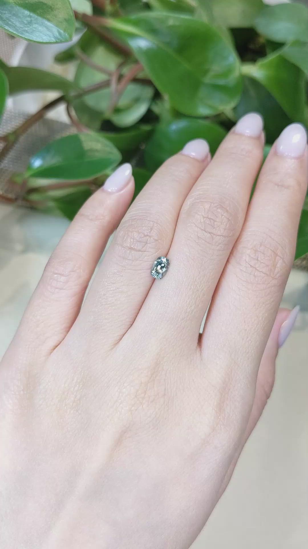 0.69 Ct. Bluish Green Sapphire from Montana Size Video