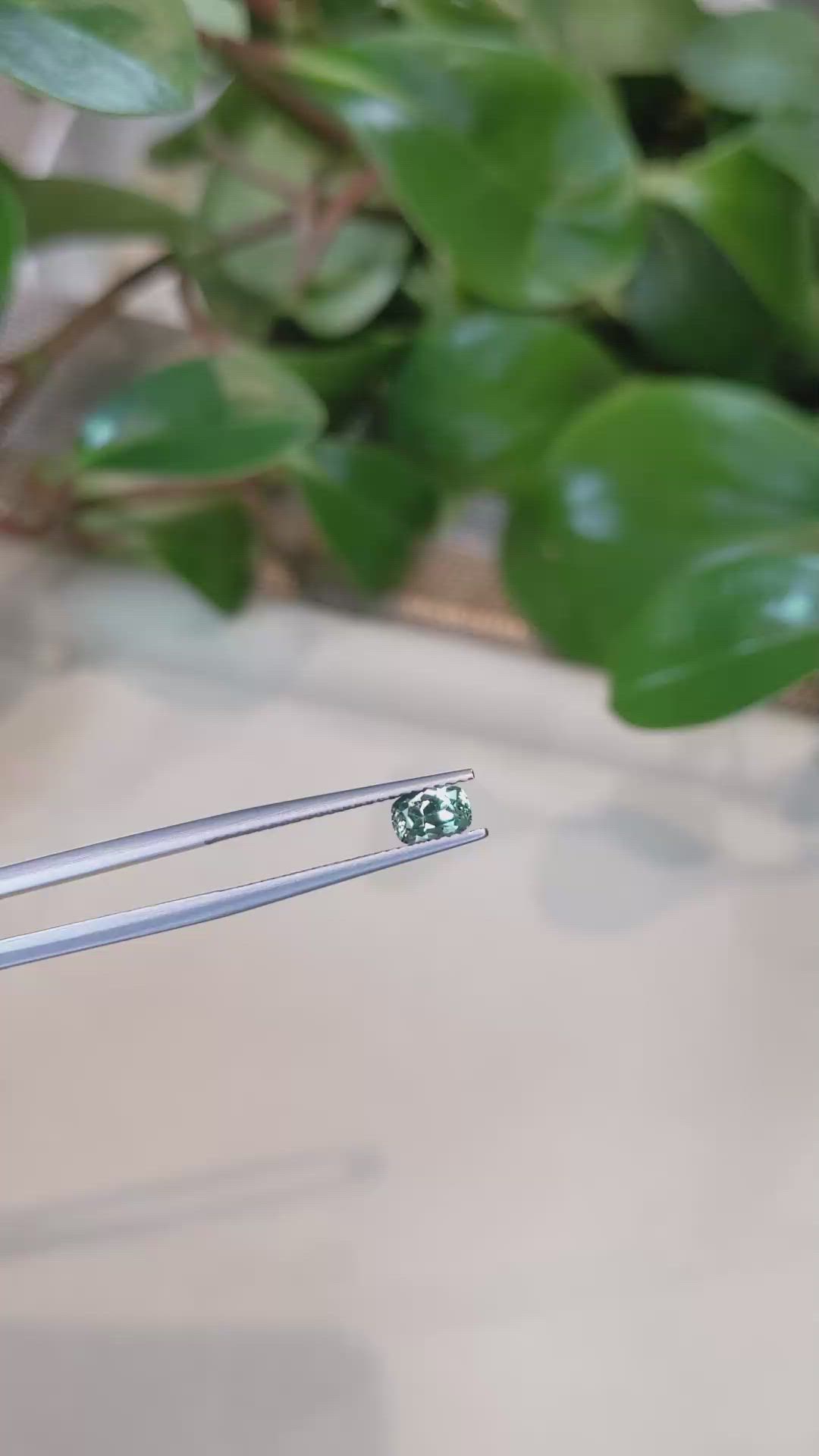 0.69 Ct. Bluish Green Sapphire from Montana Size Video