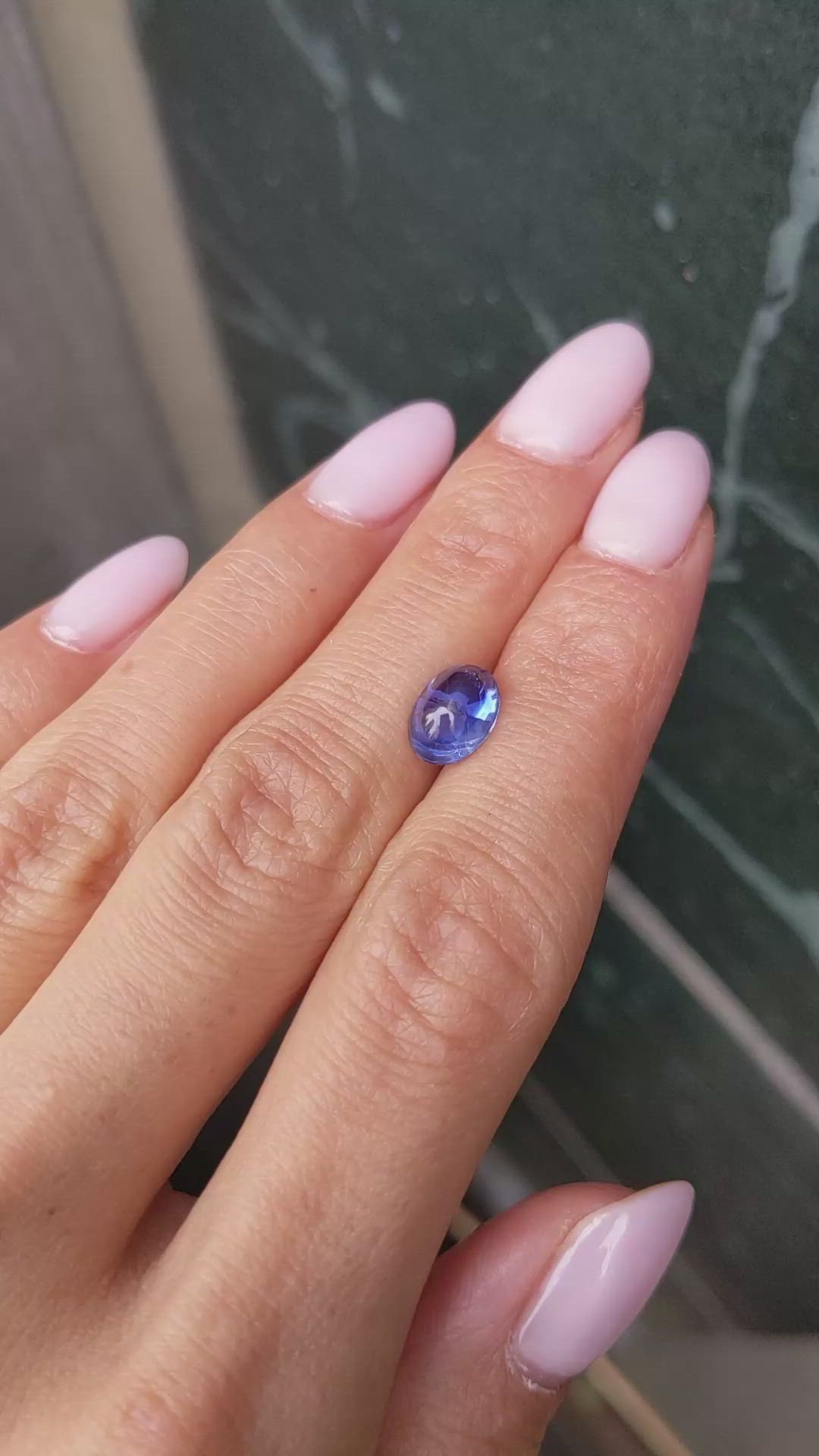 2.68 Ct. Blue Cabochon Sapphire from Ceylon (Sri Lanka) Size Video