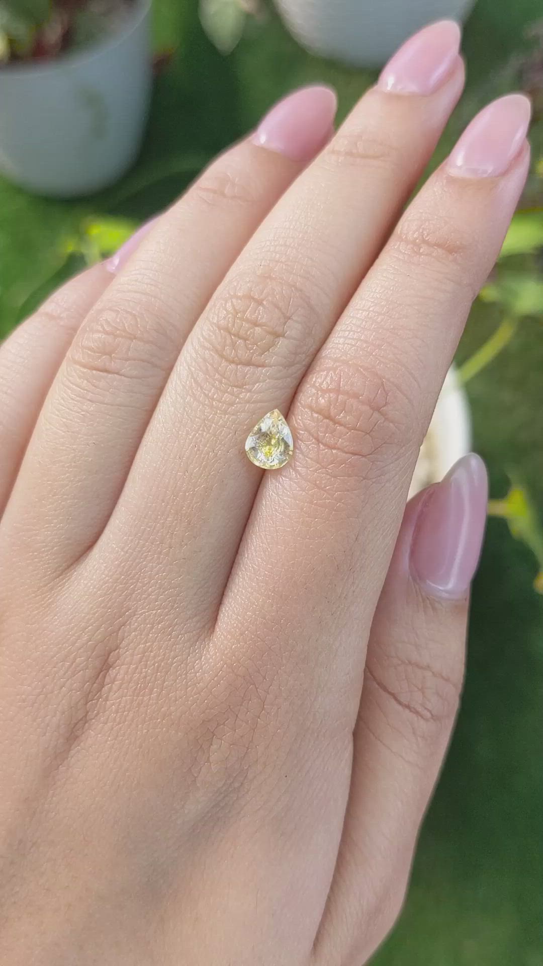 0.98 Ct. Yellow Sapphire from Ceylon (Sri Lanka) Size Video