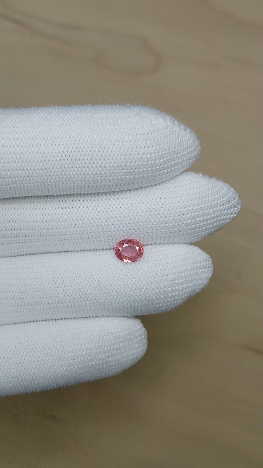 1.26 Ct. Padparadscha Sapphire from Ceylon (Sri Lanka) Size Video