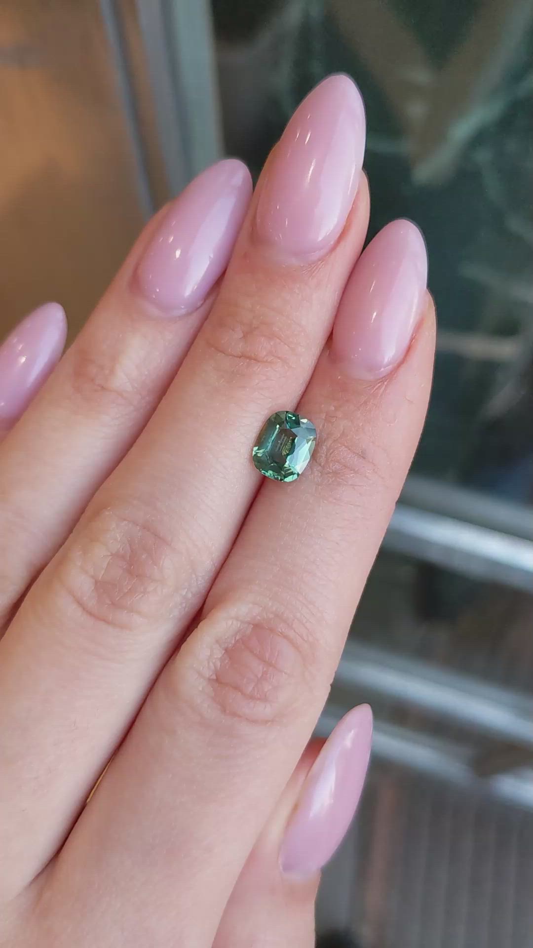 2.14 Ct. Bluish Green Sapphire from Ceylon (Sri Lanka) Size Video