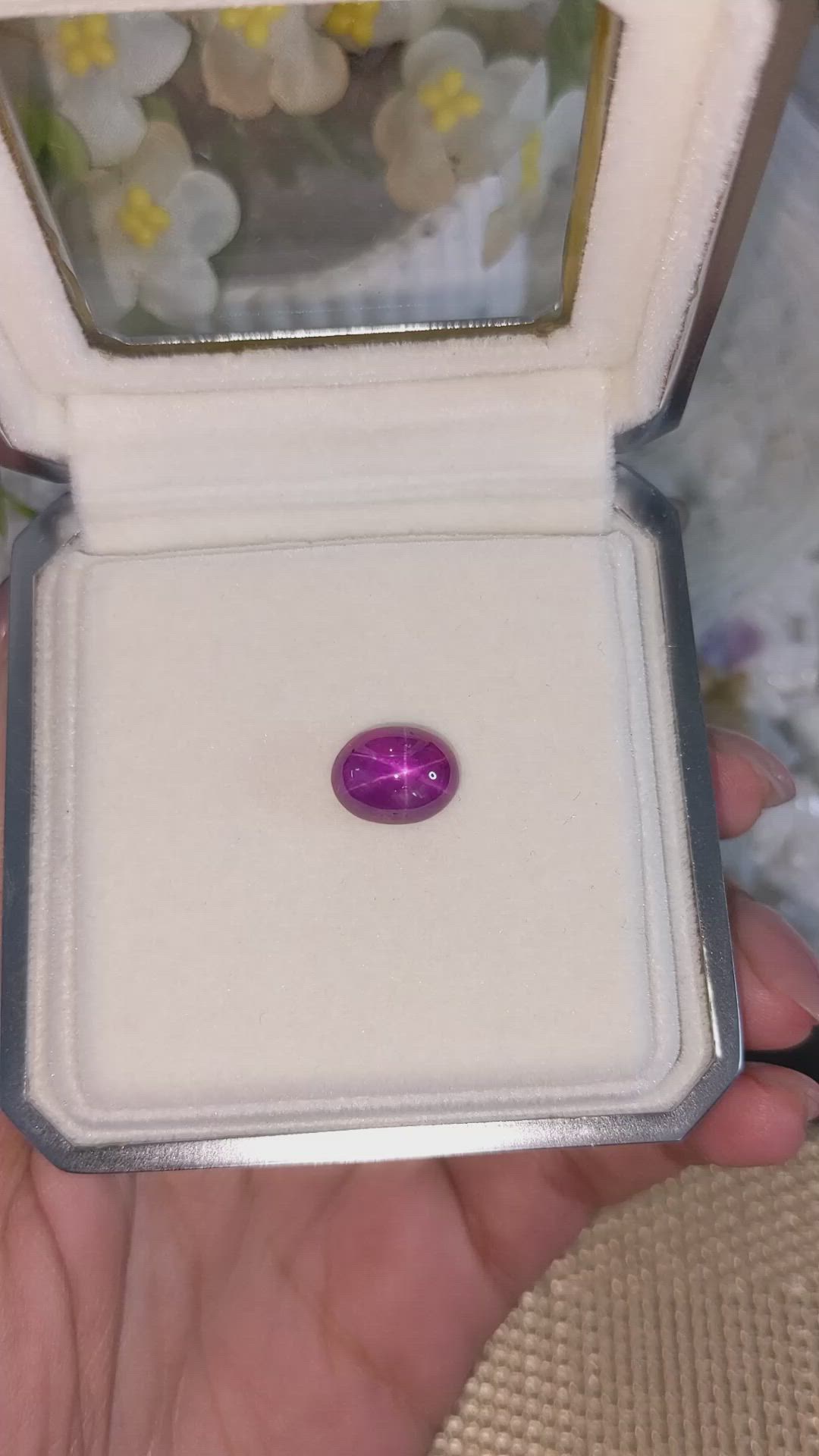 6.54 Ct. Pinkish Purple Star Sapphire from Ceylon (Sri Lanka) Size Video