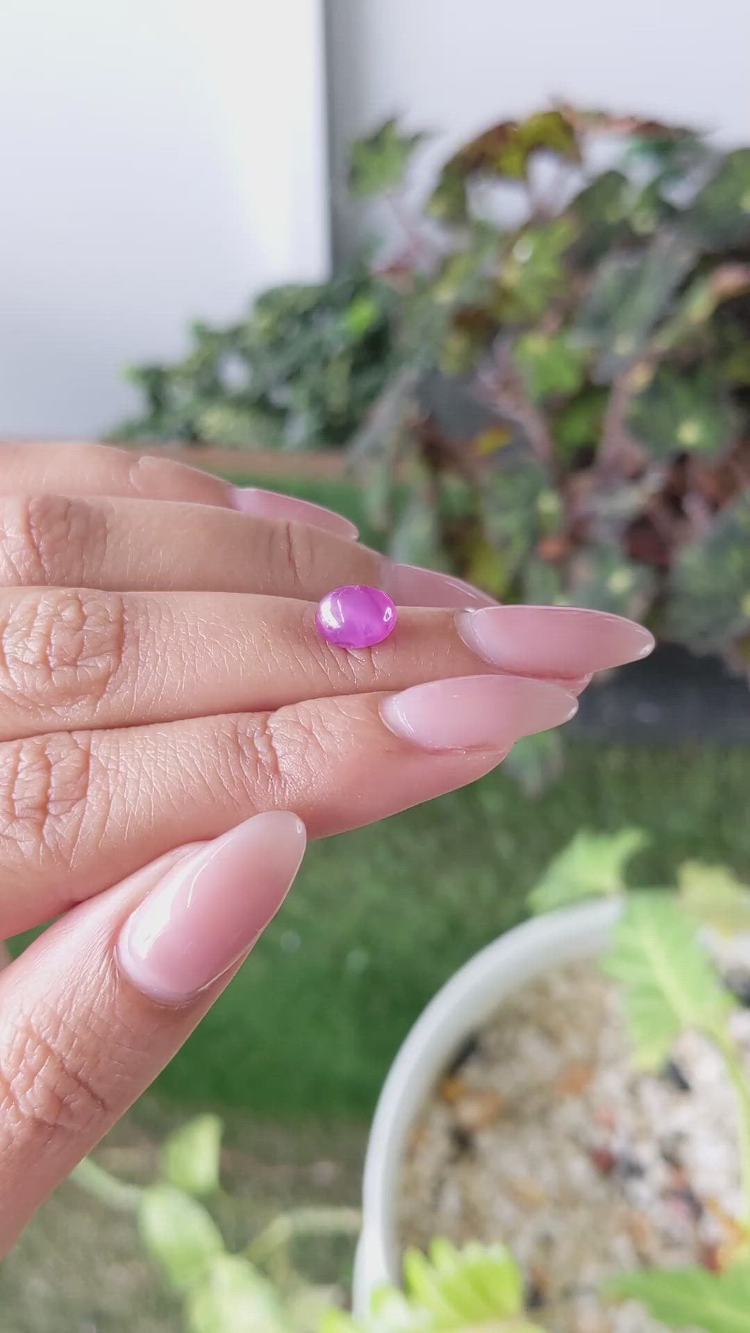 2.36 Ct. Pinkish Purple Star Sapphire from Ceylon (Sri Lanka) Size Video