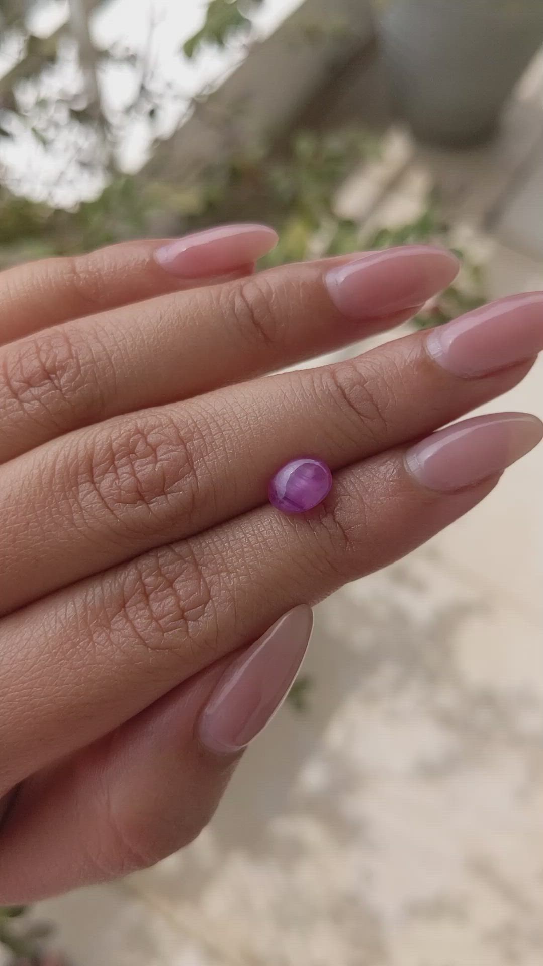 2.36 Ct. Pinkish Purple Star Sapphire from Ceylon (Sri Lanka) Size Video