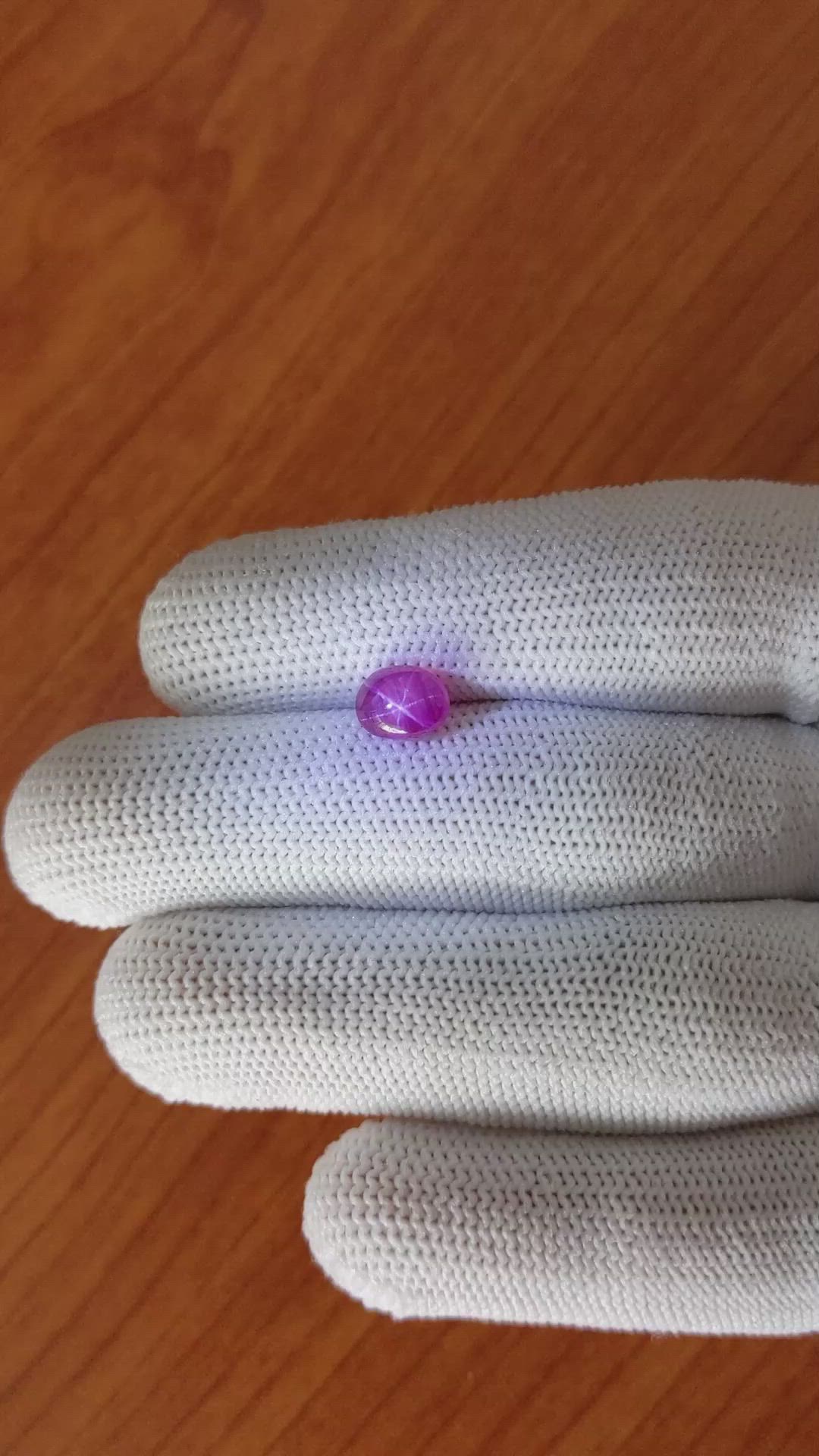 2.36 Ct. Pinkish Purple Star Sapphire from Ceylon (Sri Lanka) Size Video