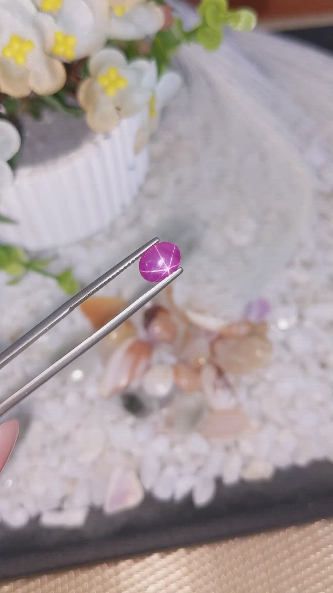 2.36 Ct. Pinkish Purple Star Sapphire from Ceylon (Sri Lanka) Size Video