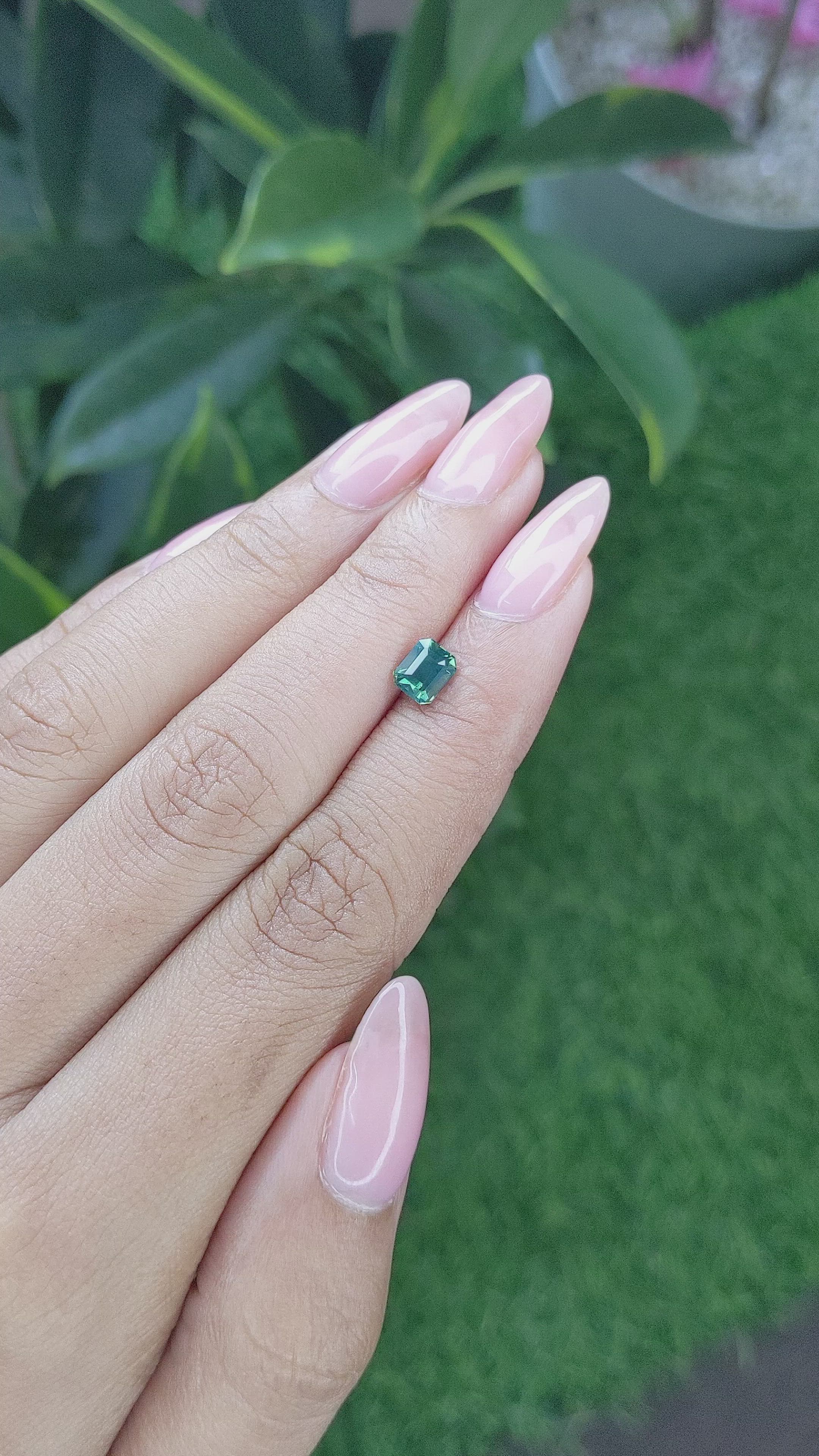 1.01 Ct. Bluish Green Sapphire from Madagascar Size Video