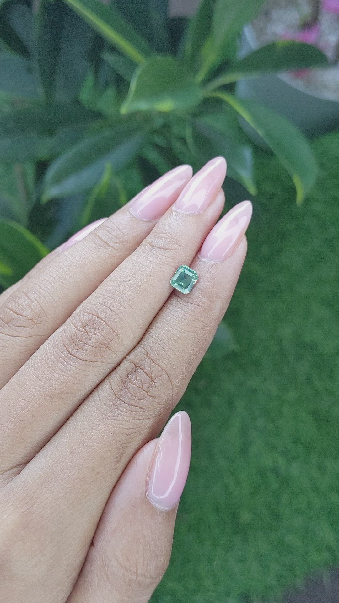 1.01 Ct. Bluish Green Sapphire from Madagascar Size Video