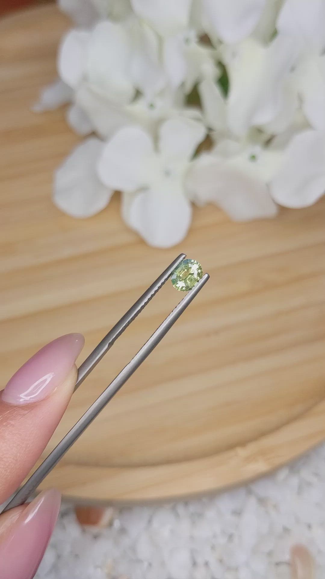 0.77 Ct. Greenish Yellow Sapphire from Madagascar Size Video