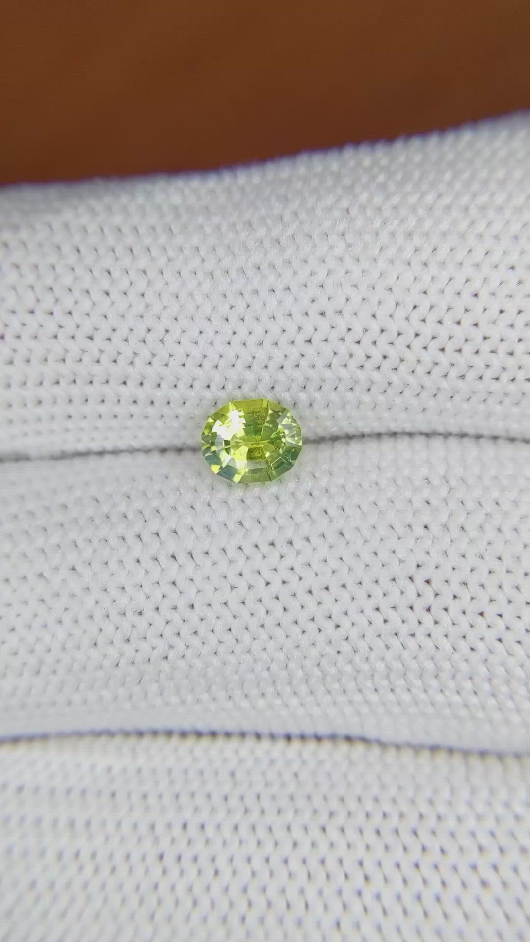 0.77 Ct. Greenish Yellow Sapphire from Madagascar Size Video